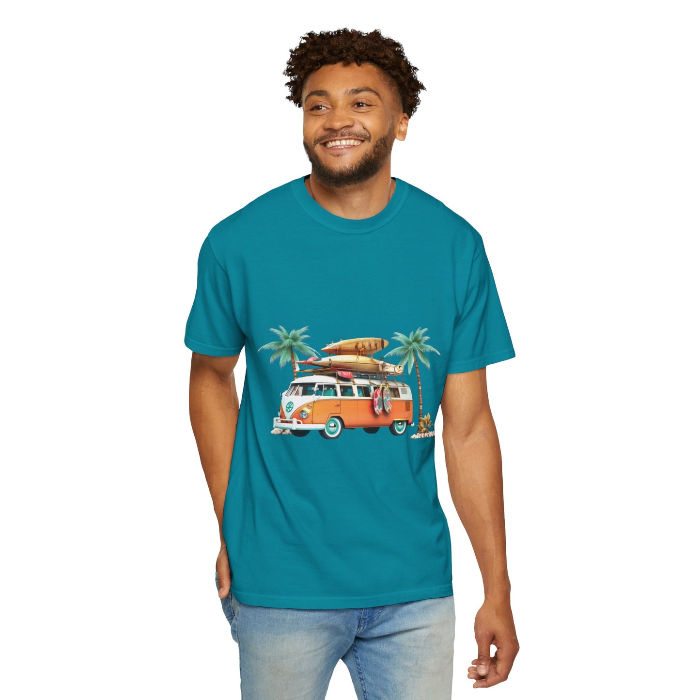 Retro Surf Van: Unisex Garment-Dyed T-shirt