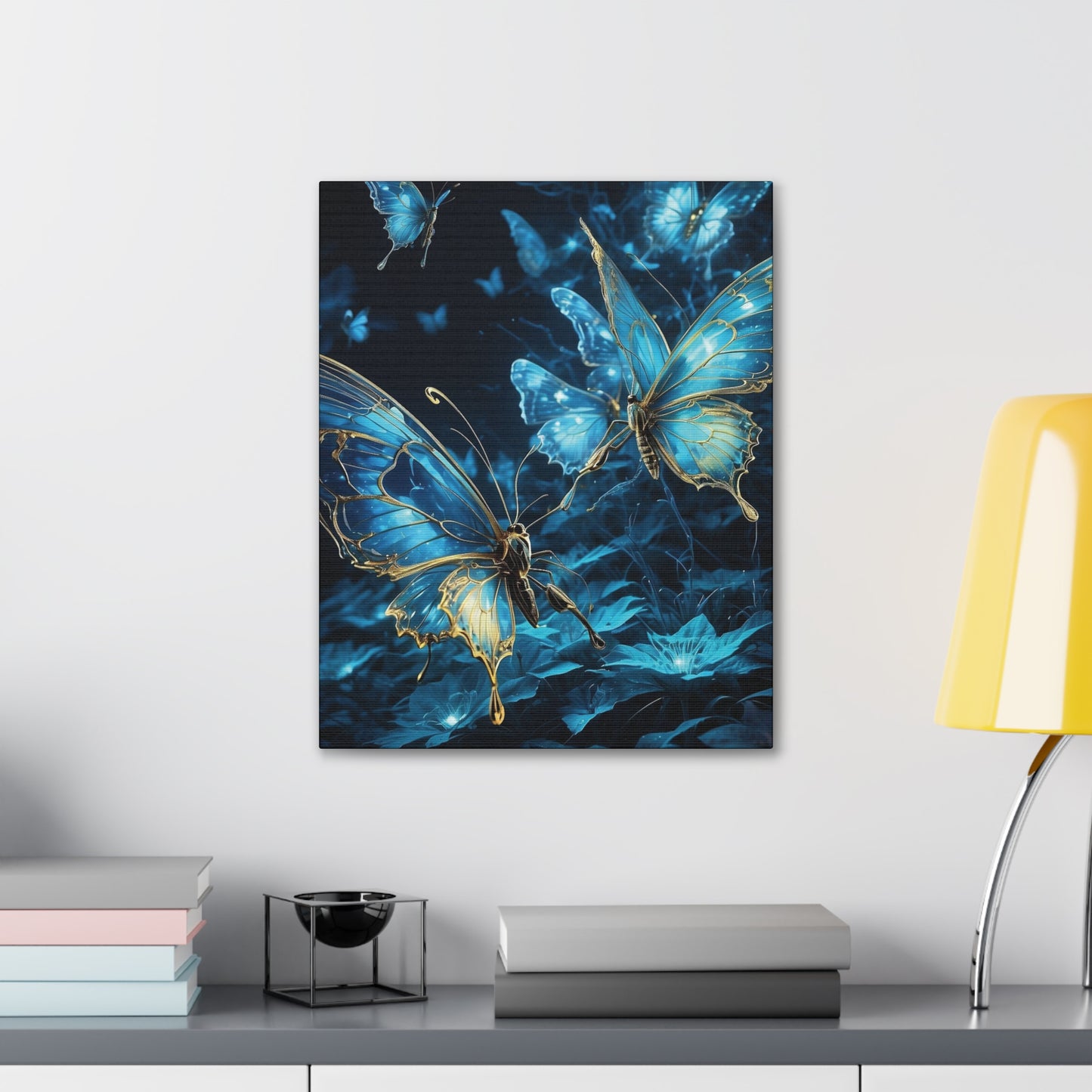 Beautiful butterfly glowing in the dark - Canvas Gallery Wraps