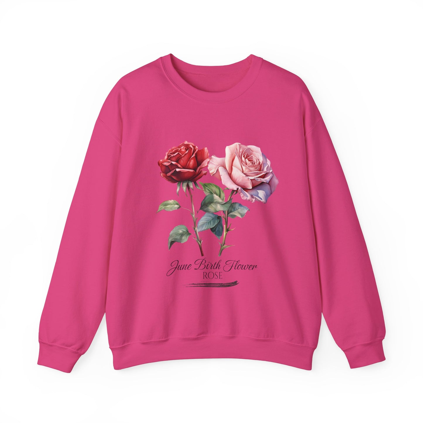 June Birth Flower (Rose) - Unisex Heavy Blend™ Crewneck Sweatshirt