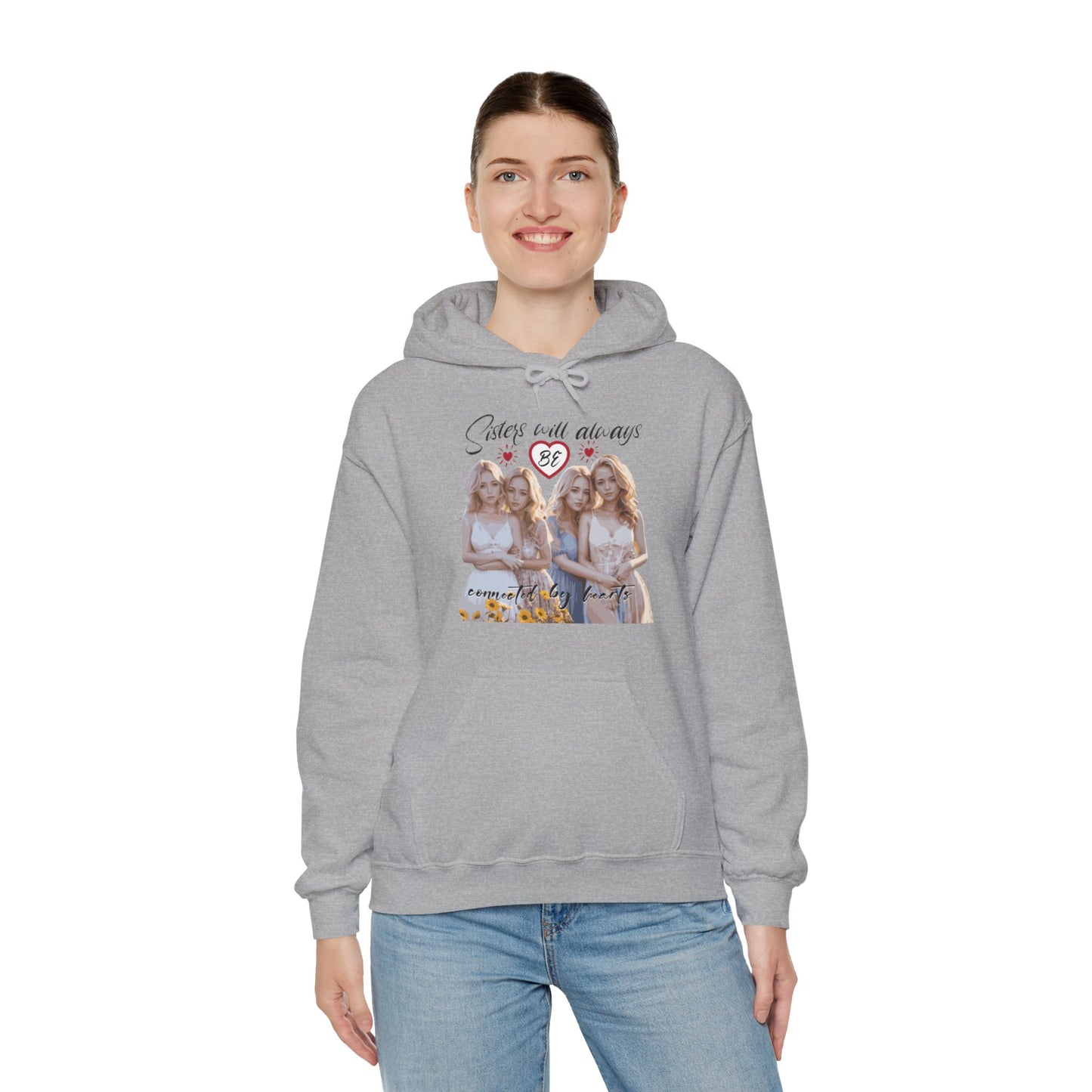 Sisters will always be connected by hearts - Unisex Heavy Blend™ Hooded Sweatshirt