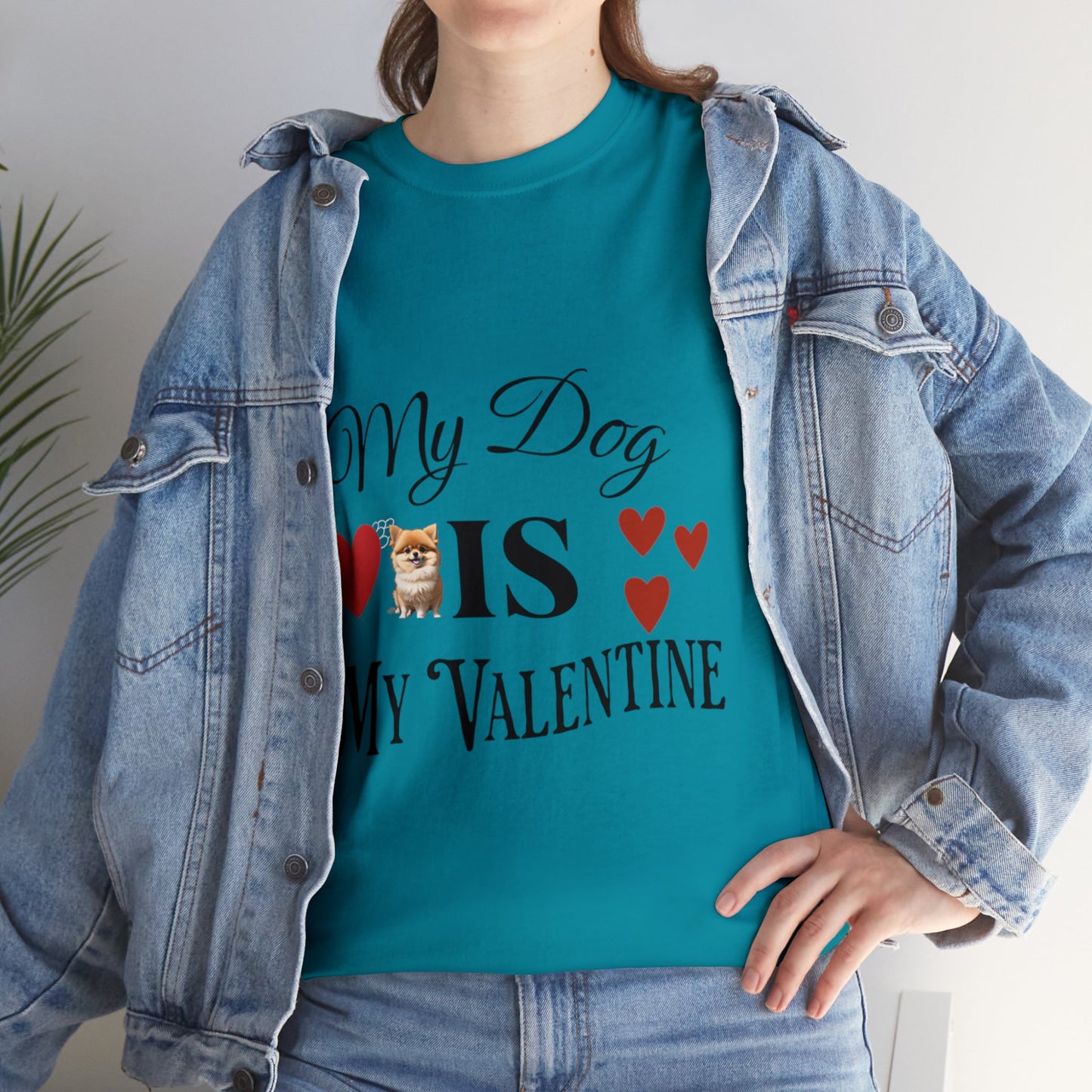 My dog is my valentine - Unisex Heavy Cotton Tee