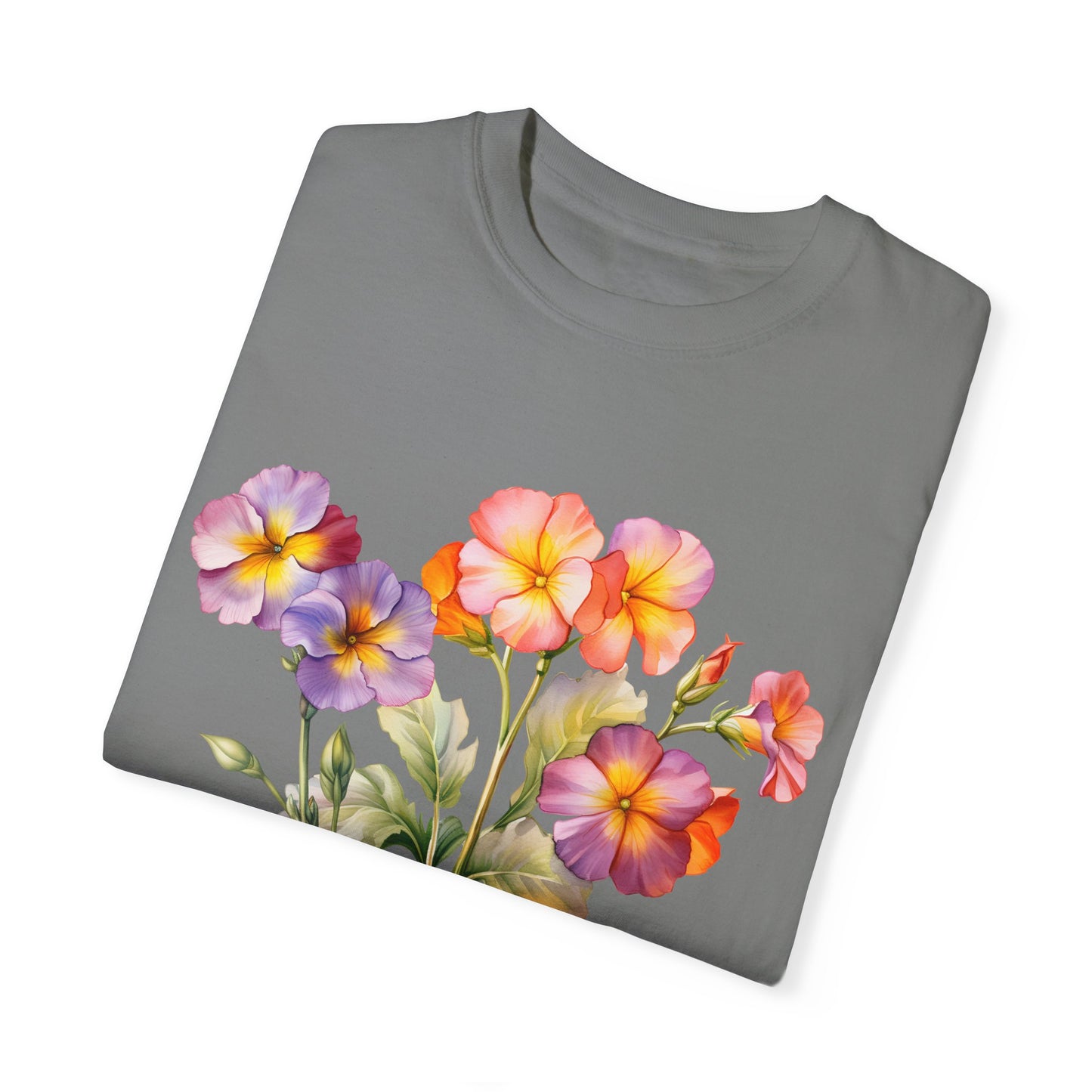 February Birth Flower "Primrose" - Unisex Garment-Dyed T-shirt