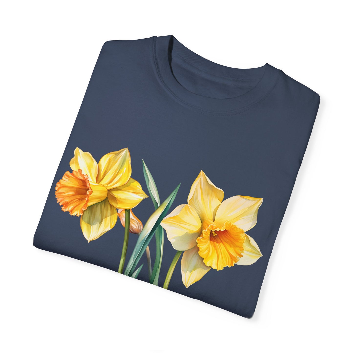 March Birth Flower "Daffodil" (For Print on Dark Fabric) - Unisex Garment-Dyed T-shirt