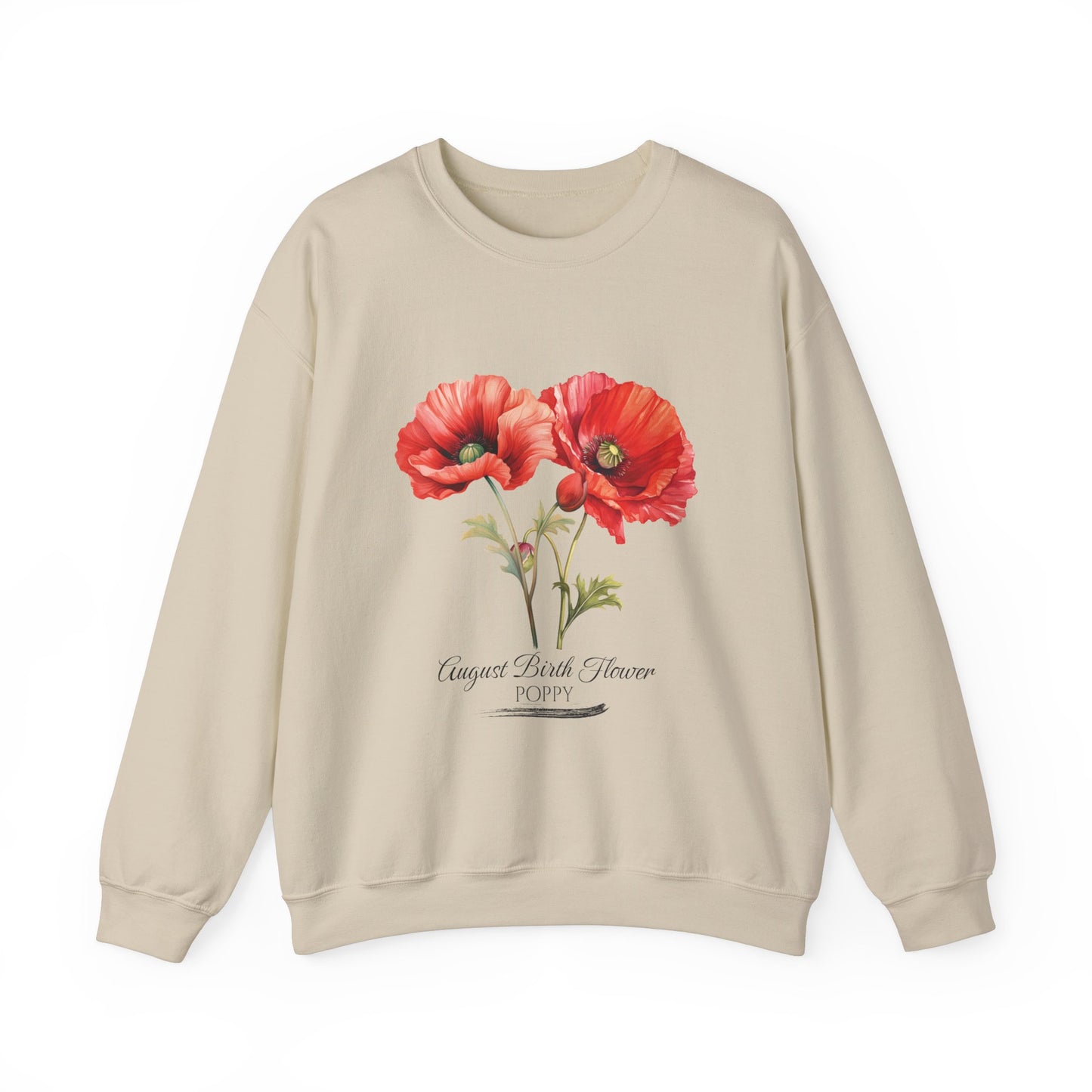 August Birth Flower (Poppy) - Unisex Heavy Blend™ Crewneck Sweatshirt