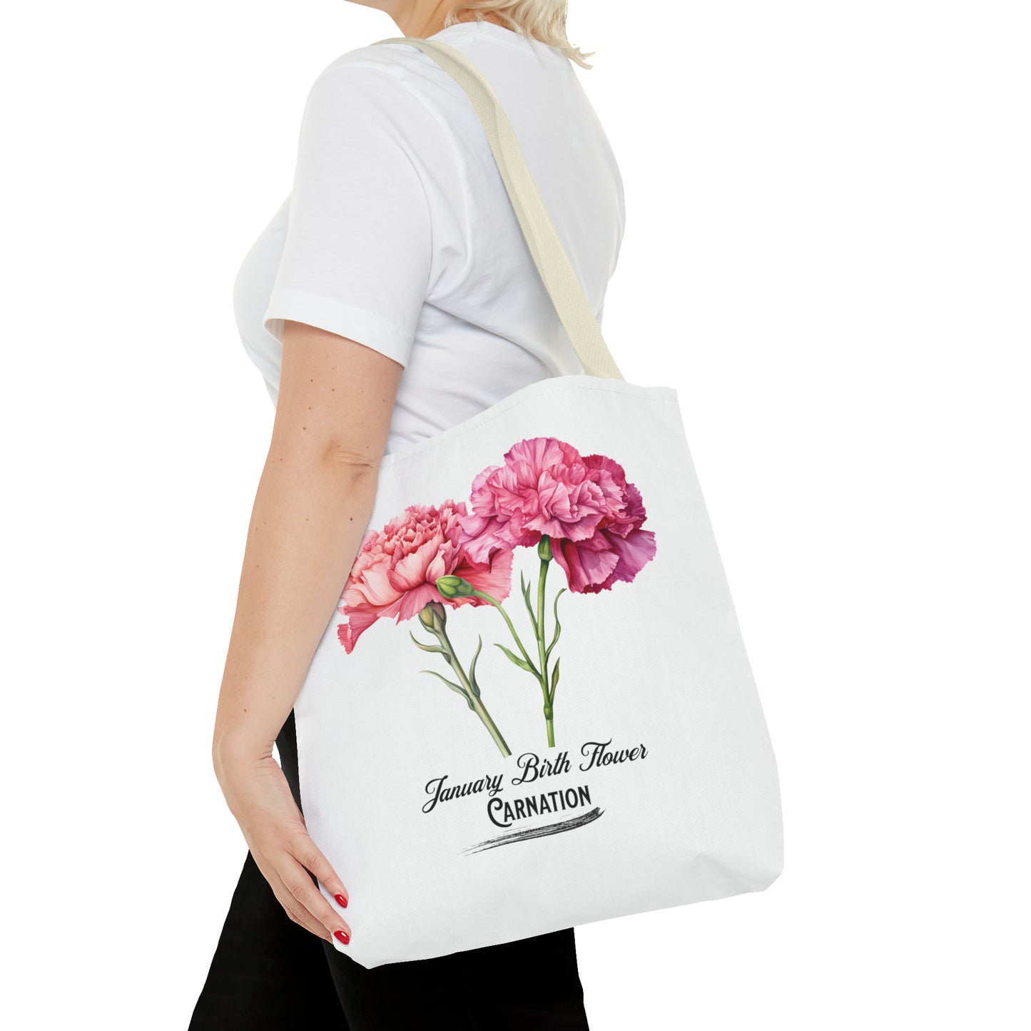 January Birth Flower: Carnation - Tote Bag (AOP)