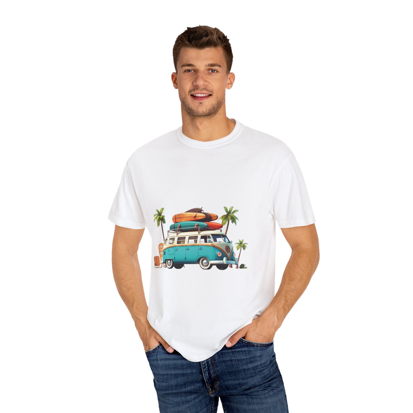 Retro Surf Van: Unisex Garment-Dyed T-shirt