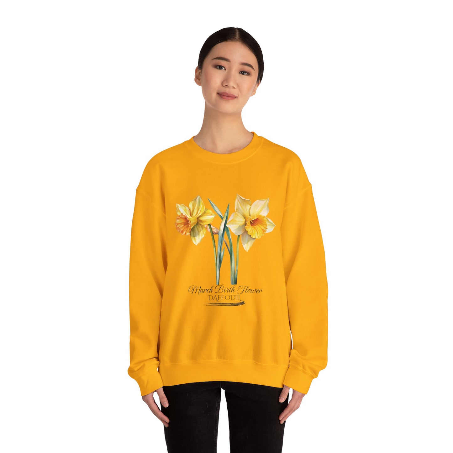 March Birth Flower (Daffodil) - Unisex Heavy Blend™ Crewneck Sweatshirt