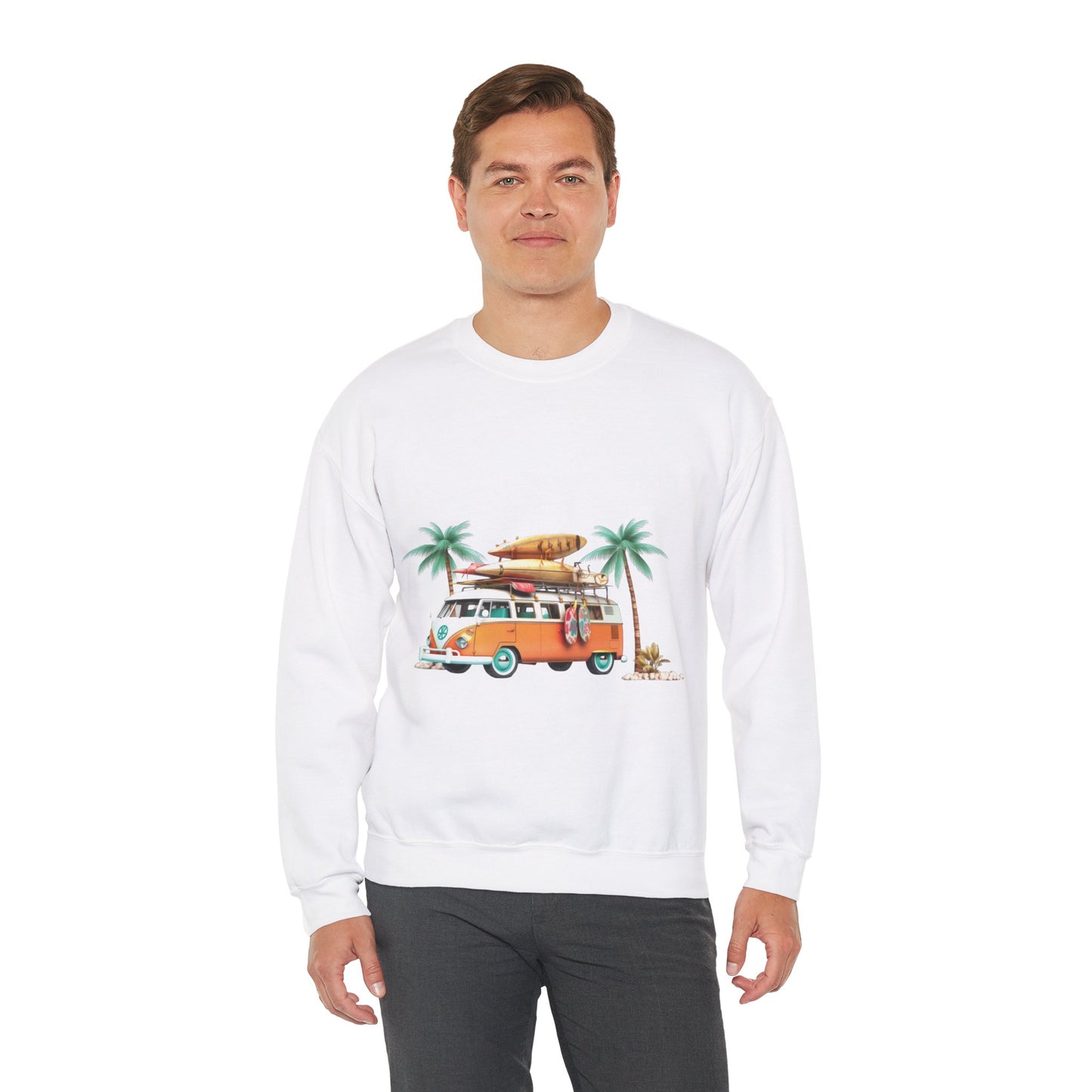 Retro Surf Van - Unisex Heavy Blend™ Crewneck Sweatshirt