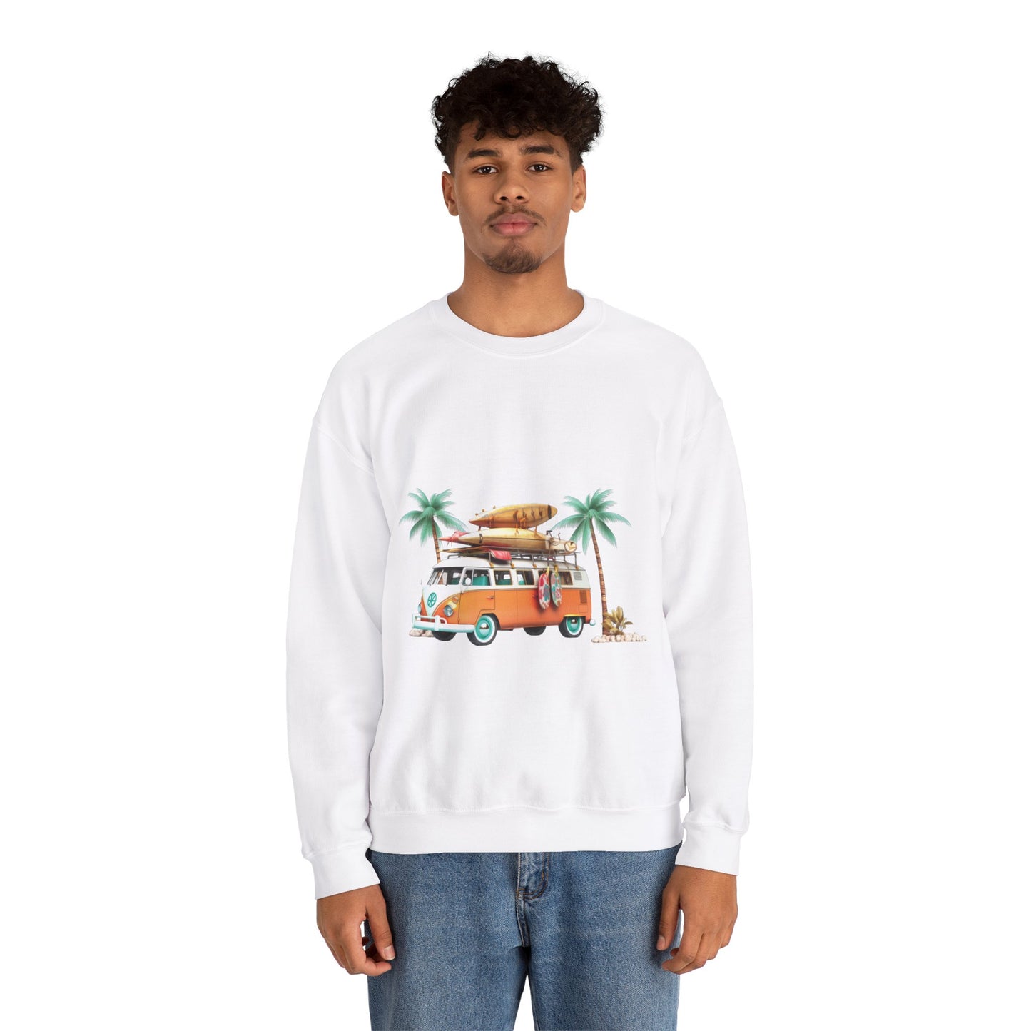 Retro Surf Van - Unisex Heavy Blend™ Crewneck Sweatshirt