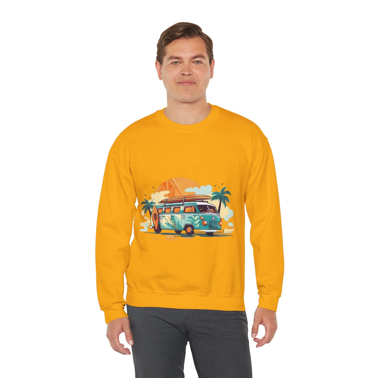 Retro Surf Van - Unisex Heavy Blend™ Crewneck Sweatshirt