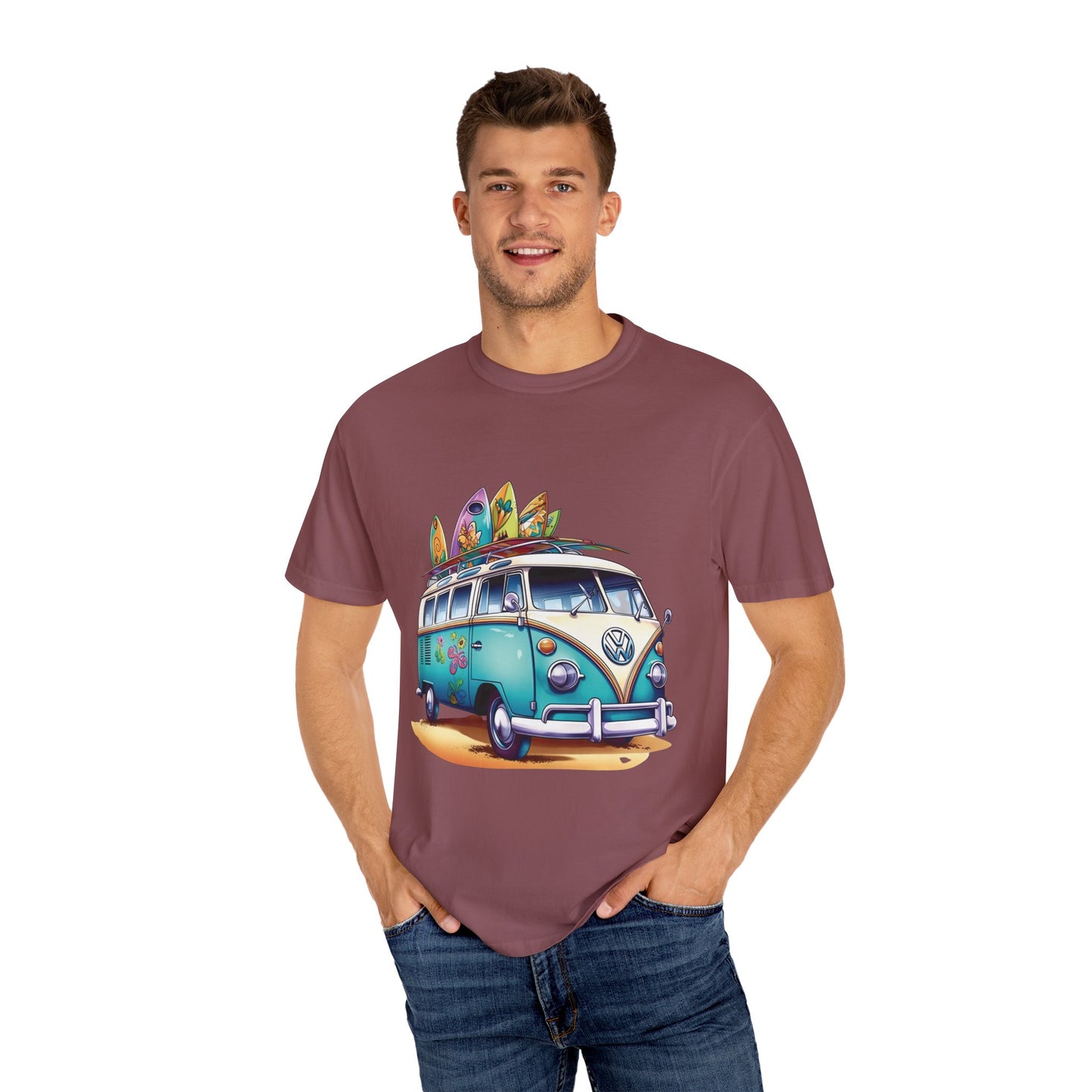 Retro Surf Van: Unisex Garment-Dyed T-shirt