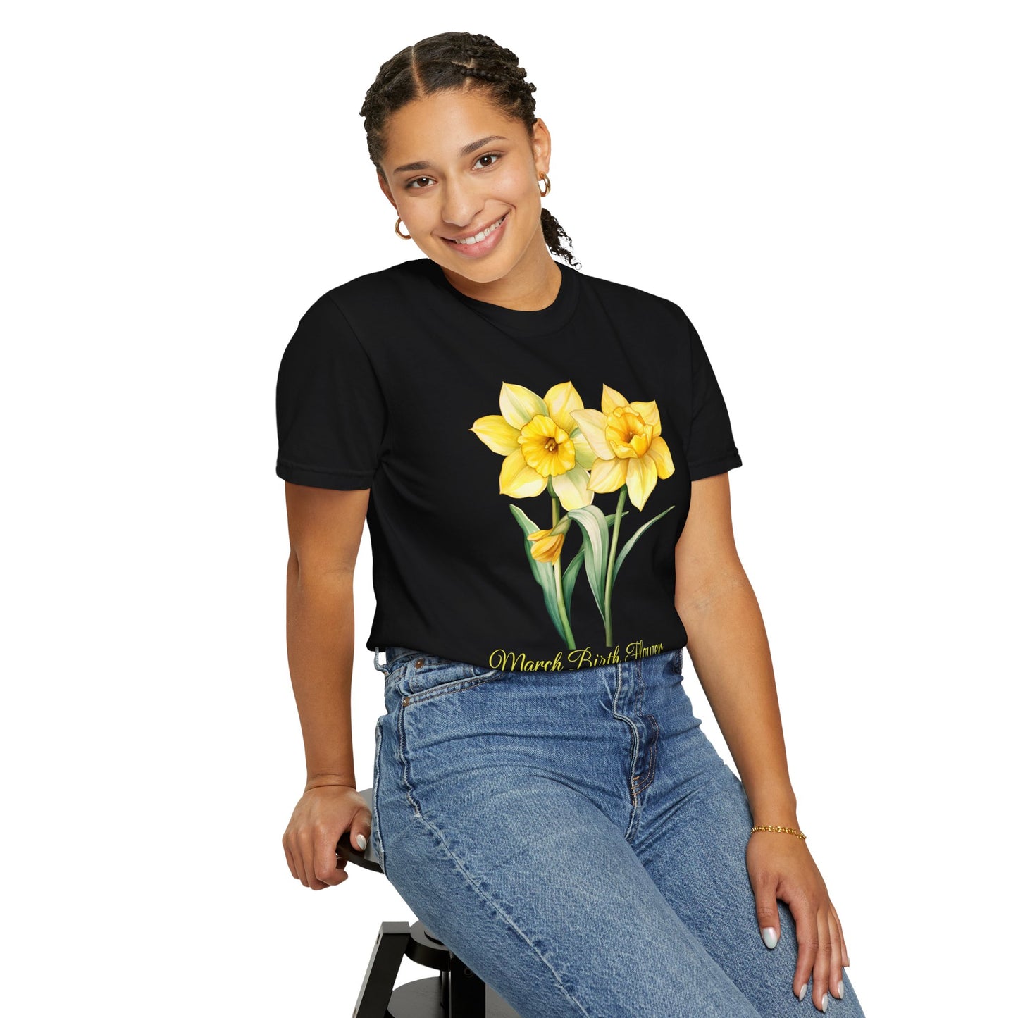 March Birth Flower "Jonquil" (For Print on Dark Fabric) - Unisex Garment-Dyed T-shirt