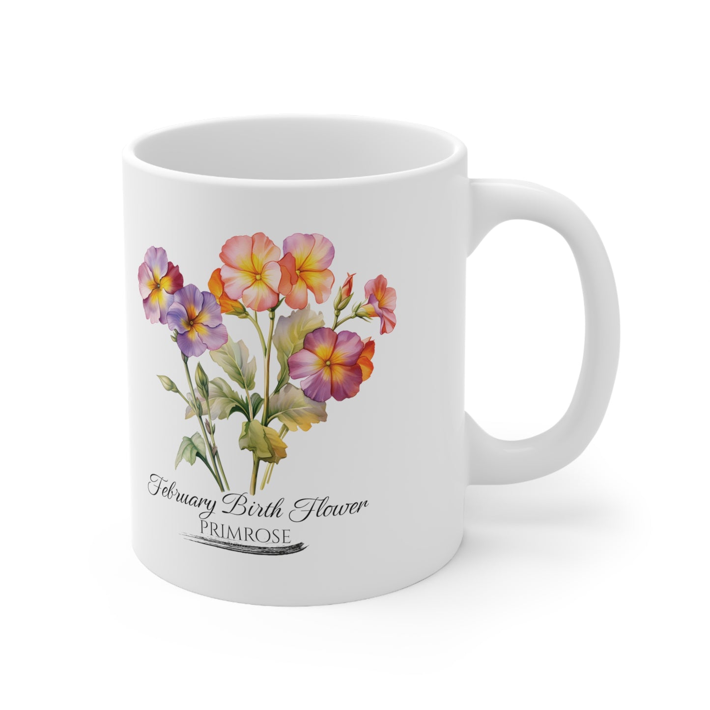 February Birth Flower (Primrose): Ceramic Mug 11oz