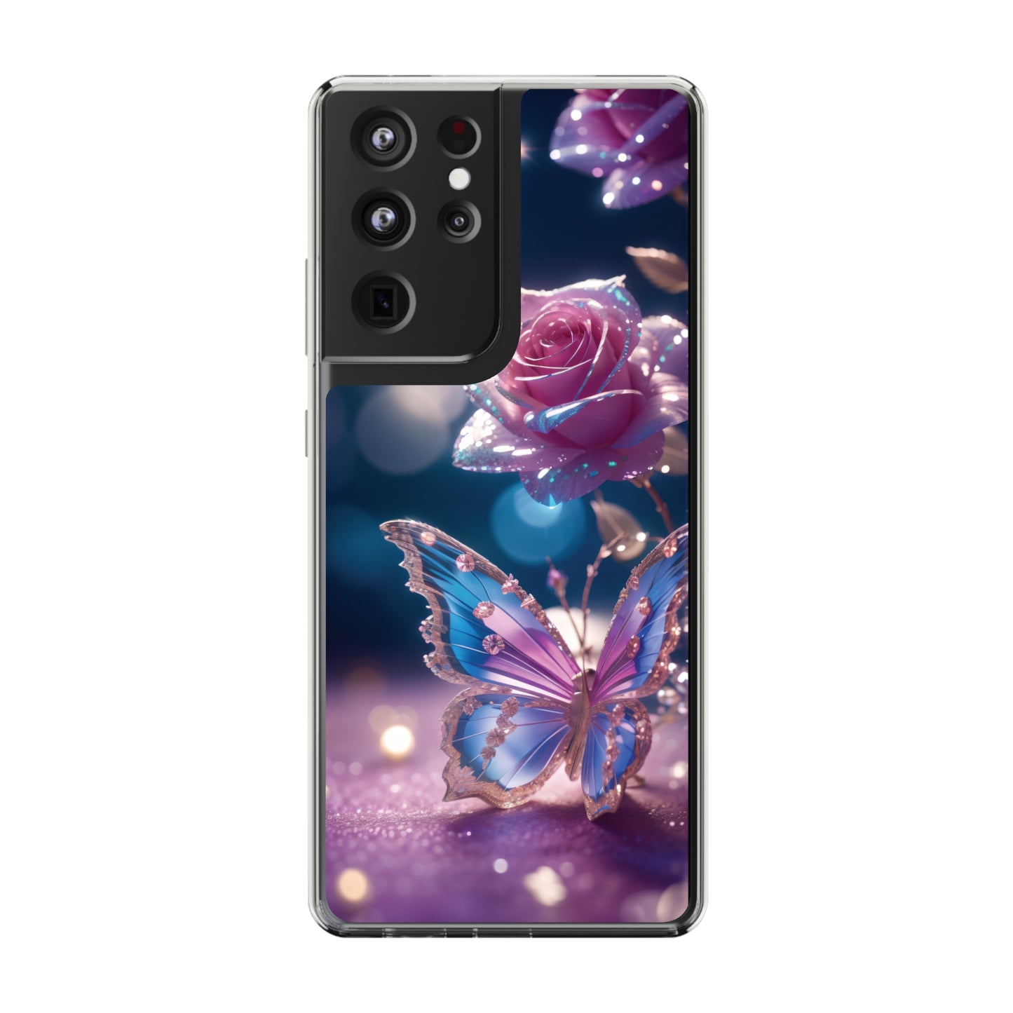 Clear Phone Cases: Fantasy Butterfly and Roses