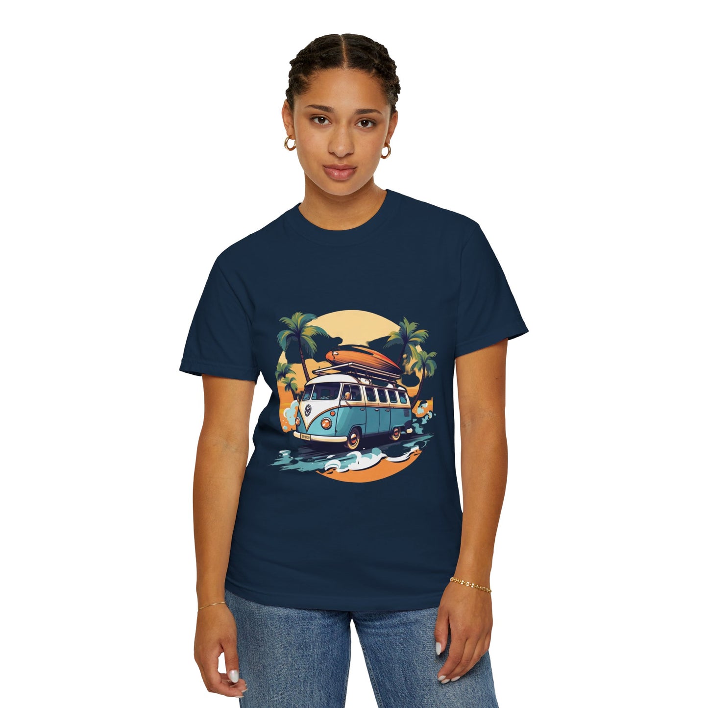 Retro Surf Van: Unisex Garment-Dyed T-shirt