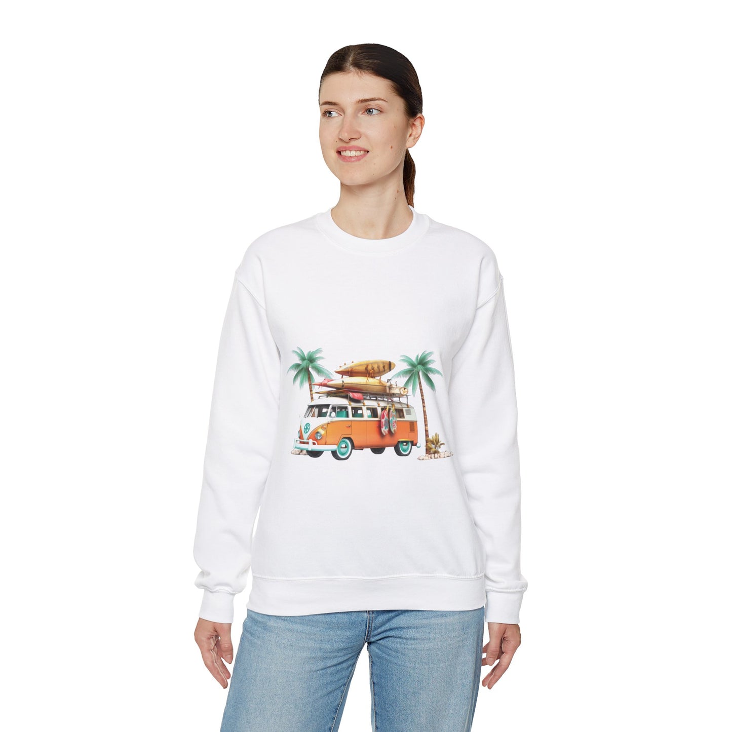 Retro Surf Van - Unisex Heavy Blend™ Crewneck Sweatshirt