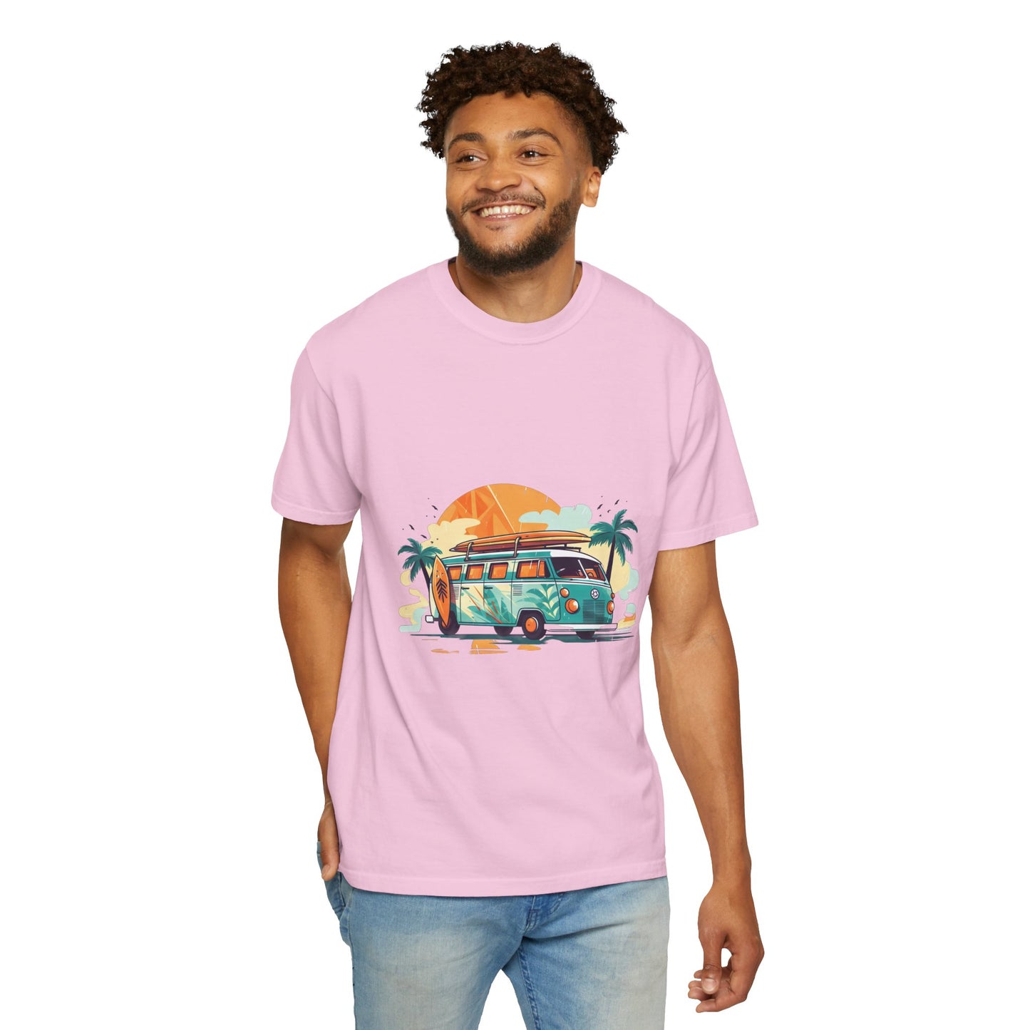 Retro Surf Van: Unisex Garment-Dyed T-shirt