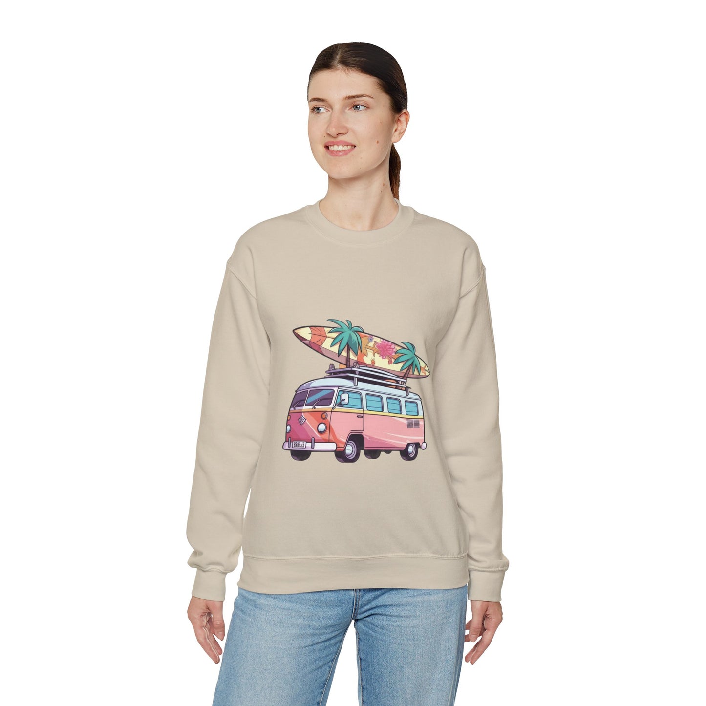 Retro Surf Van - Unisex Heavy Blend™ Crewneck Sweatshirt