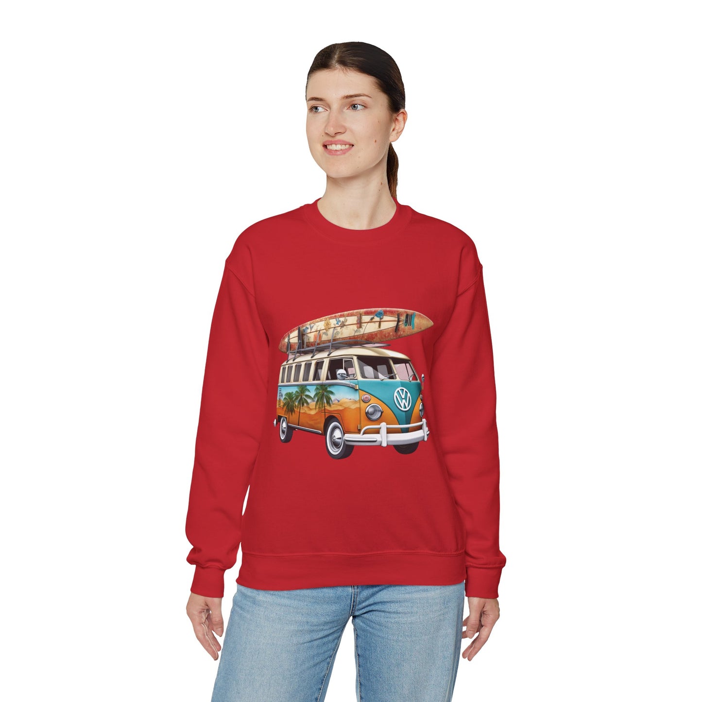 Retro Surf Van - Unisex Heavy Blend™ Crewneck Sweatshirt