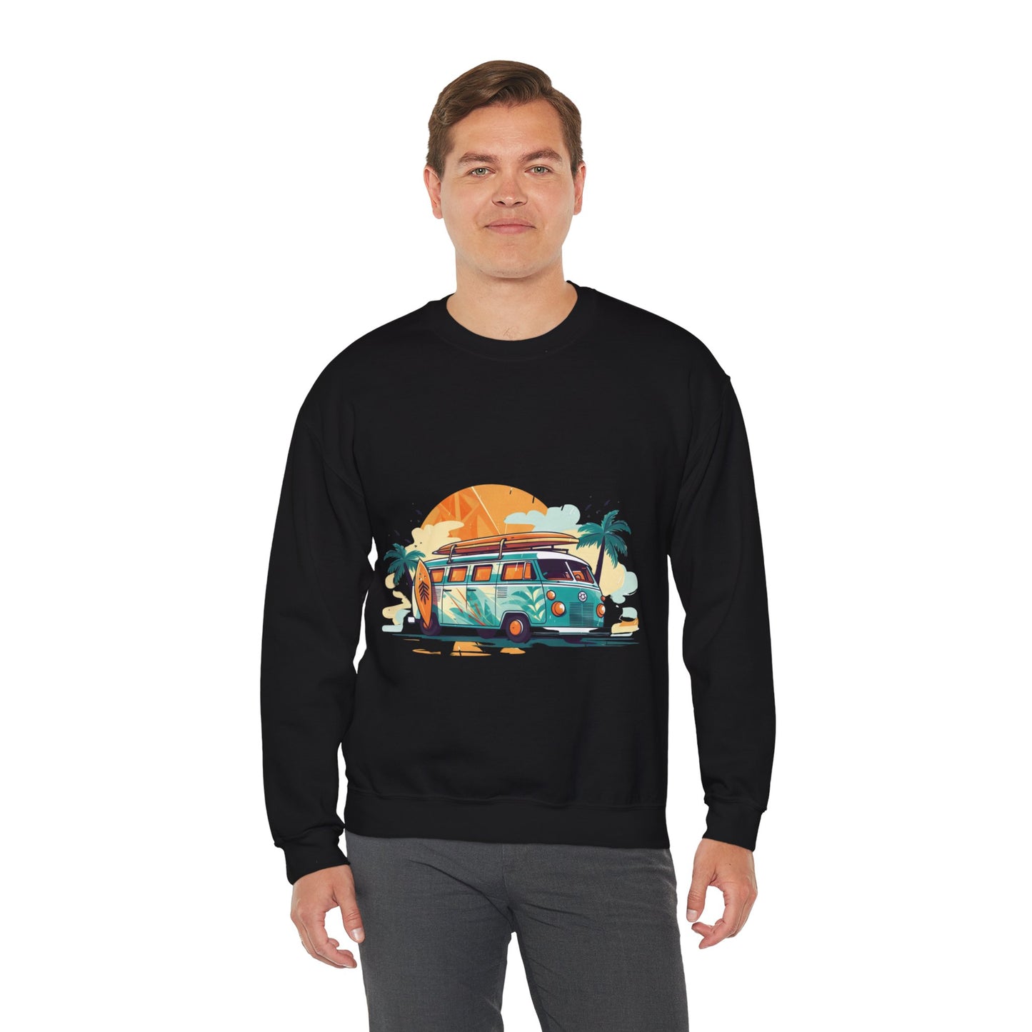 Retro Surf Van - Unisex Heavy Blend™ Crewneck Sweatshirt