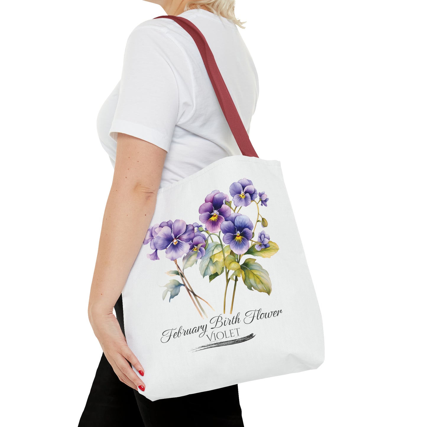 February Birth Flower: Violet - Tote Bag (AOP)