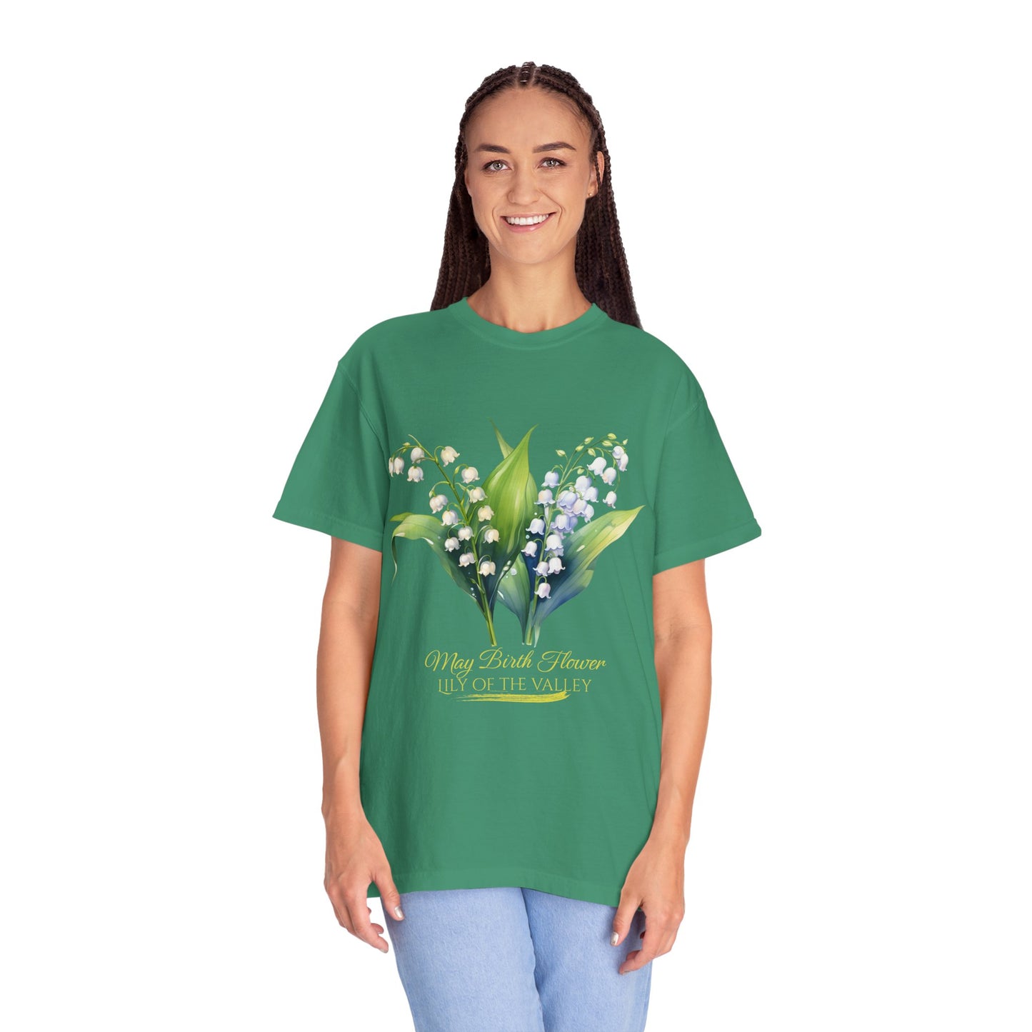 May Birth Flower "Lily of the Valley" (For Dark Fabric) - Unisex Garment-Dyed T-shirt