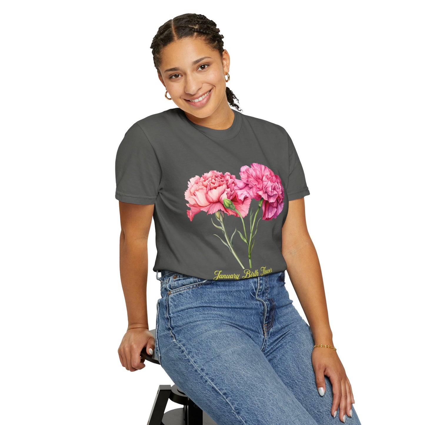January Birth Flower "Daffodil" (For Print on Dark Fabric) - Unisex Garment-Dyed T-shirt