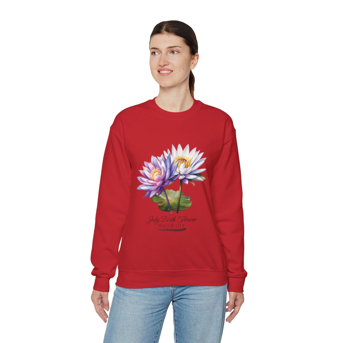 July Birth Flower (Water Lily) - Unisex Heavy Blend™ Crewneck Sweatshirt