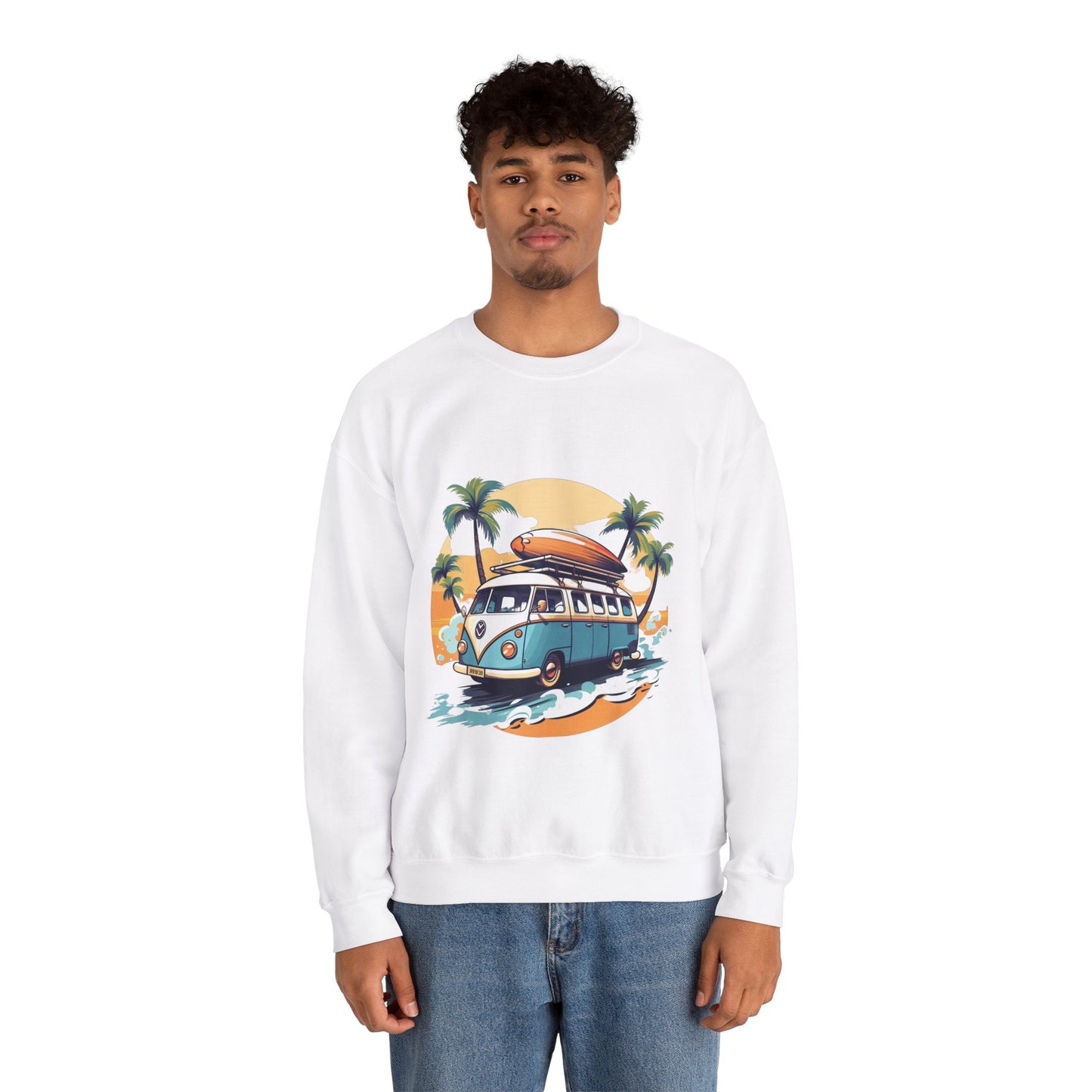 Retro Surf Van - Unisex Heavy Blend™ Crewneck Sweatshirt