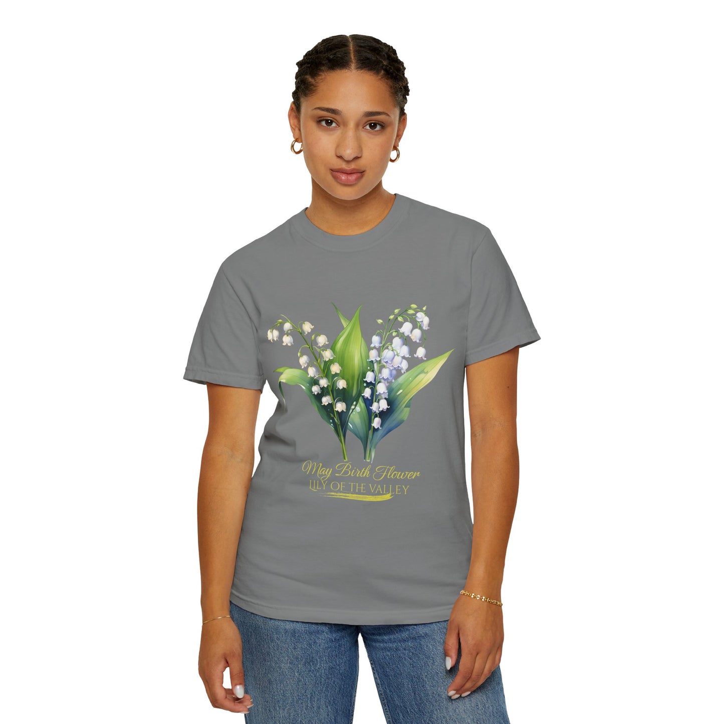 May Birth Flower "Lily of the Valley" (For Dark Fabric) - Unisex Garment-Dyed T-shirt