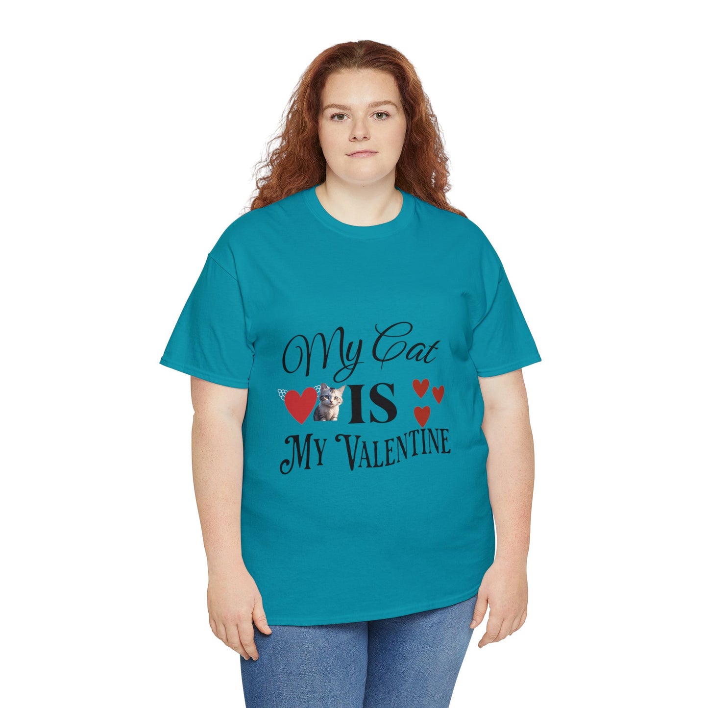 My cat is my valentine - Unisex Heavy Cotton Tee