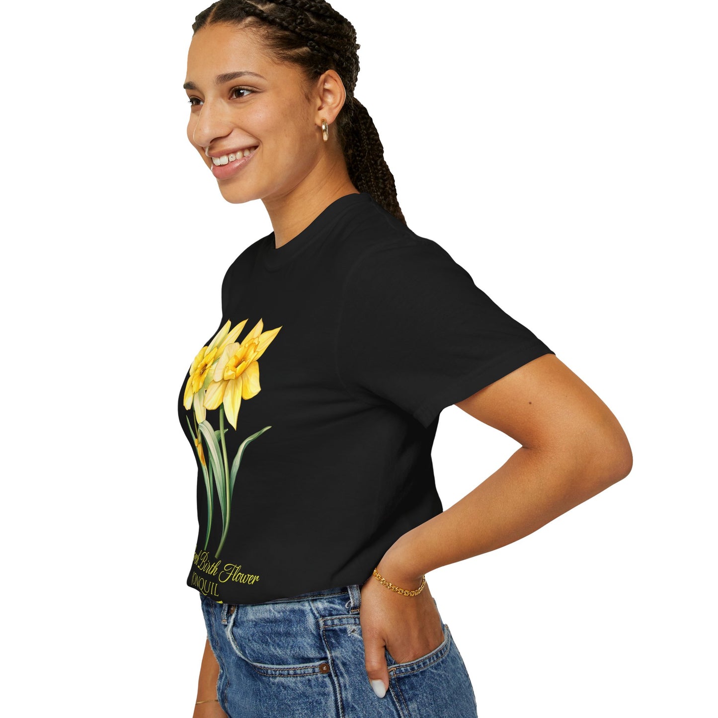 March Birth Flower "Jonquil" (For Print on Dark Fabric) - Unisex Garment-Dyed T-shirt