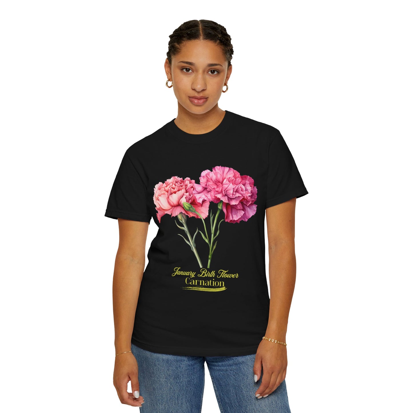 January Birth Flower "Daffodil" (For Print on Dark Fabric) - Unisex Garment-Dyed T-shirt