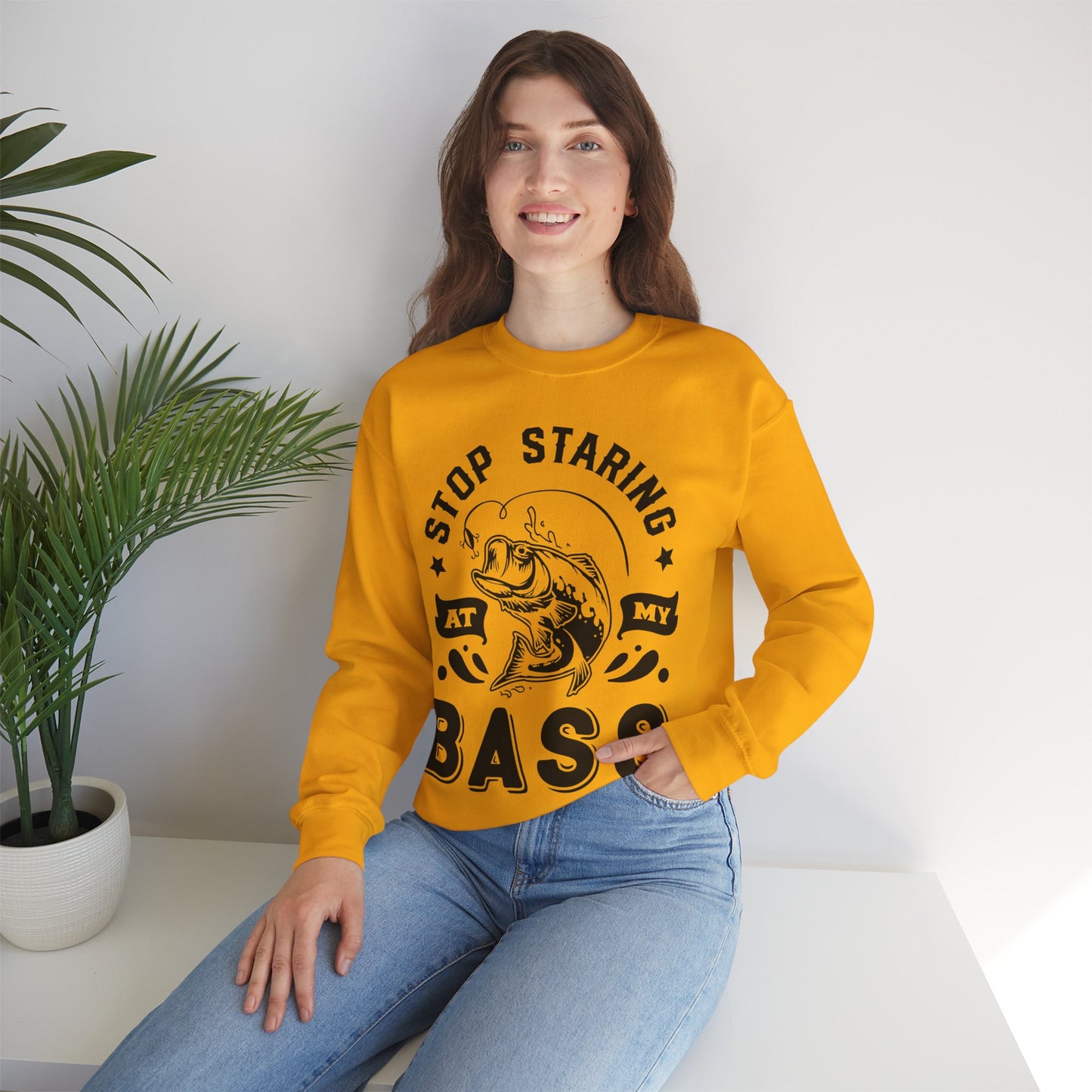 Stop staring at my Bass - Unisex Heavy Blend™ Crewneck Sweatshirt