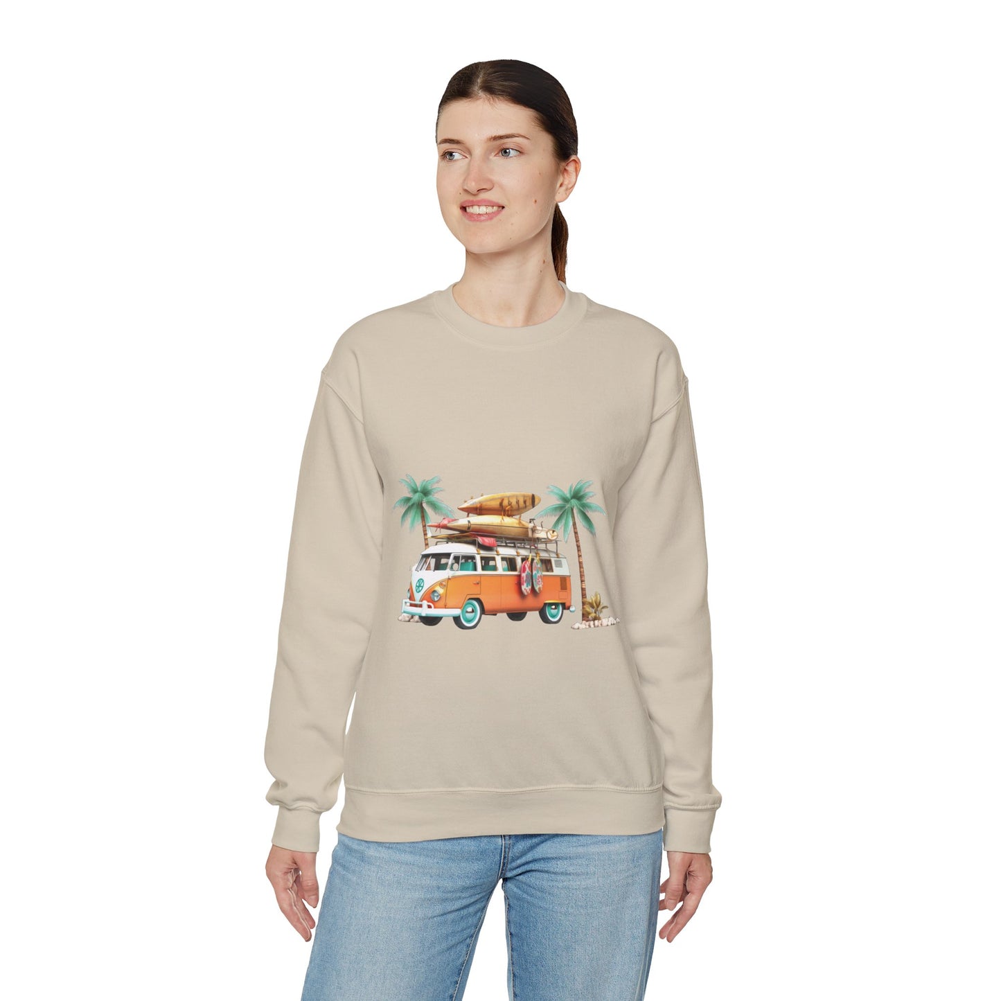 Retro Surf Van - Unisex Heavy Blend™ Crewneck Sweatshirt