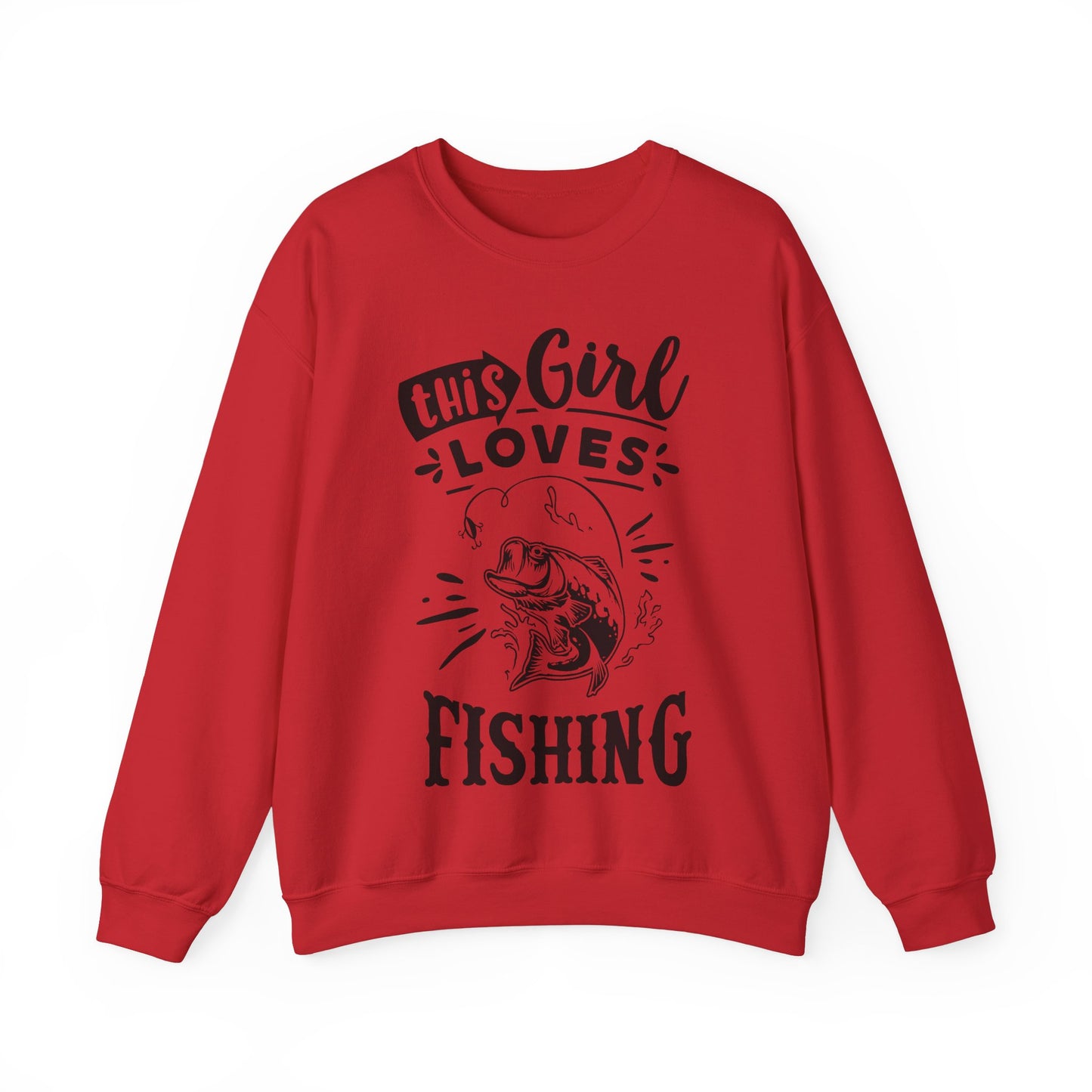 This girl loves fishing - Unisex Heavy Blend™ Crewneck Sweatshirt