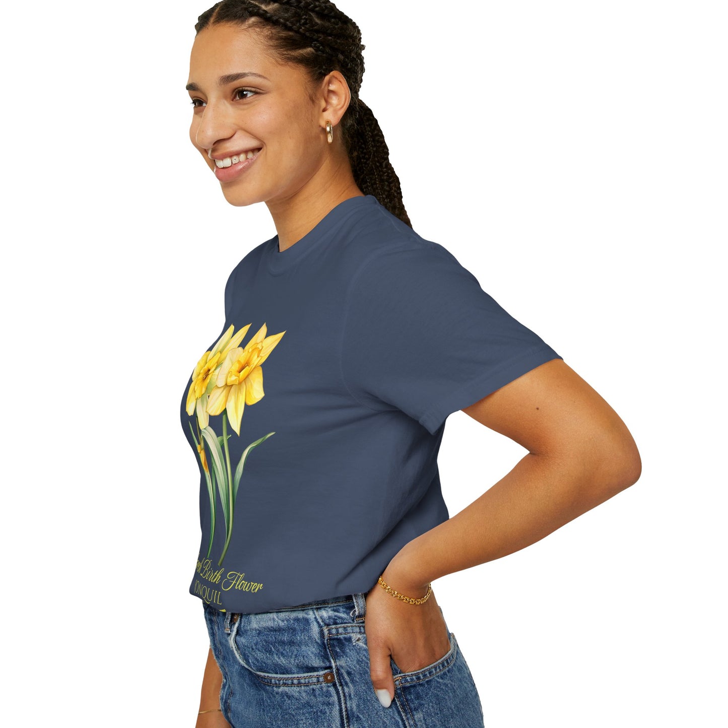 March Birth Flower "Jonquil" (For Print on Dark Fabric) - Unisex Garment-Dyed T-shirt