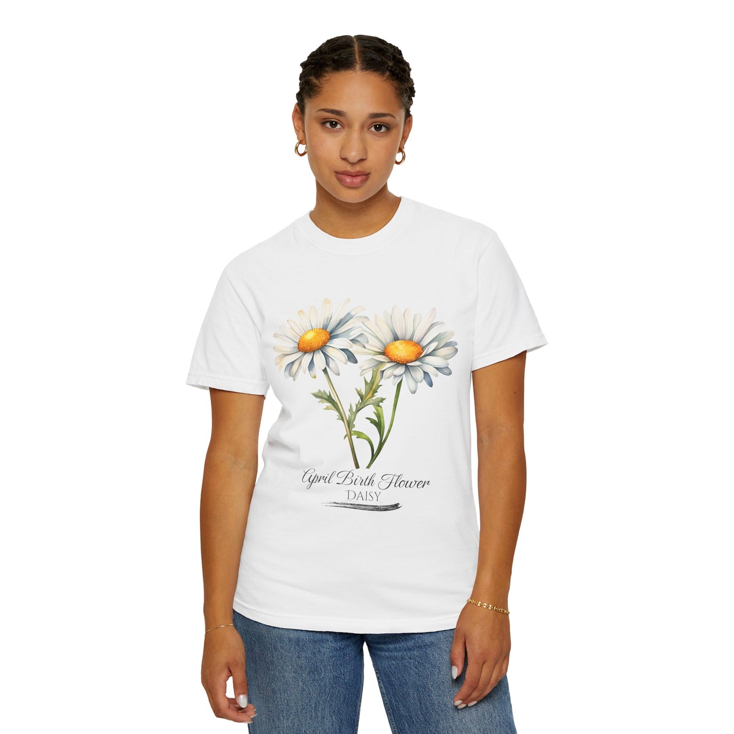 April Birth Flower "Daisy" - Unisex Garment-Dyed T-shirt