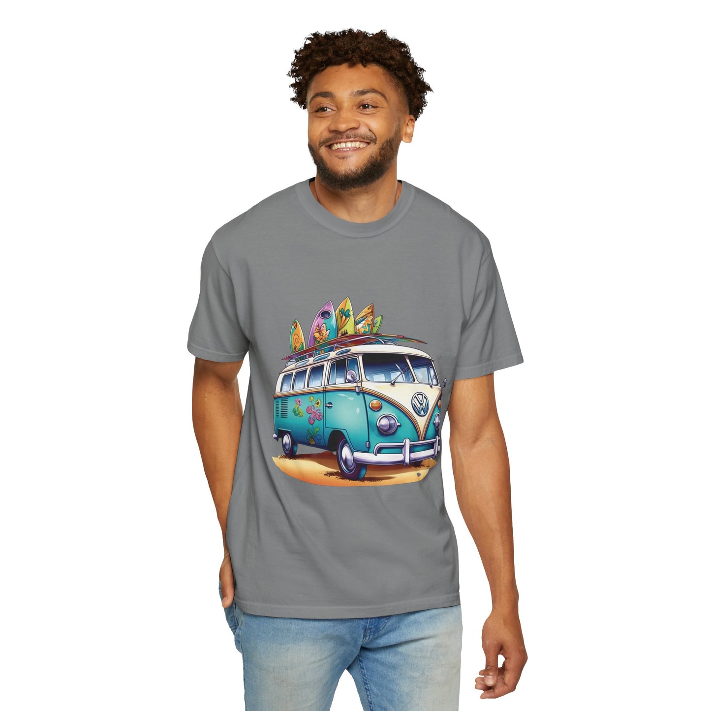 Retro Surf Van: Unisex Garment-Dyed T-shirt