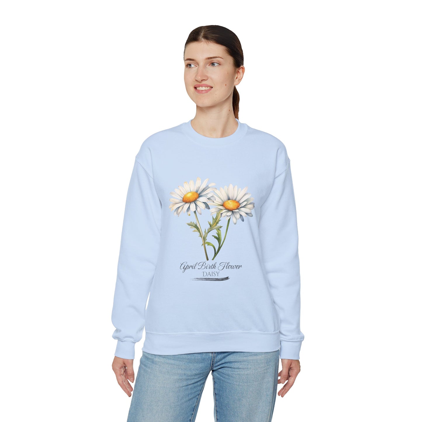 April Birth Flower (Daisy) - Unisex Heavy Blend™ Crewneck Sweatshirt