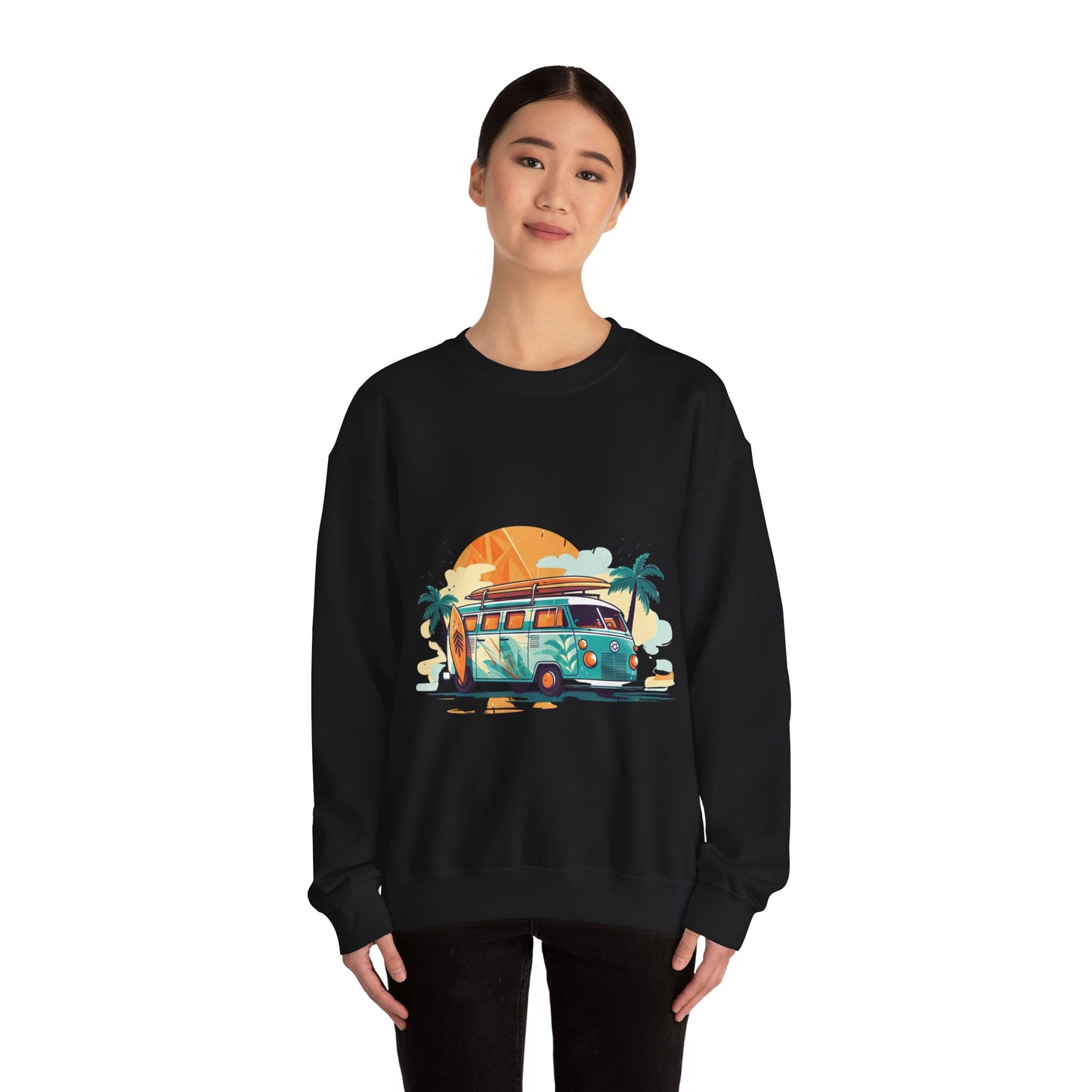 Retro Surf Van - Unisex Heavy Blend™ Crewneck Sweatshirt