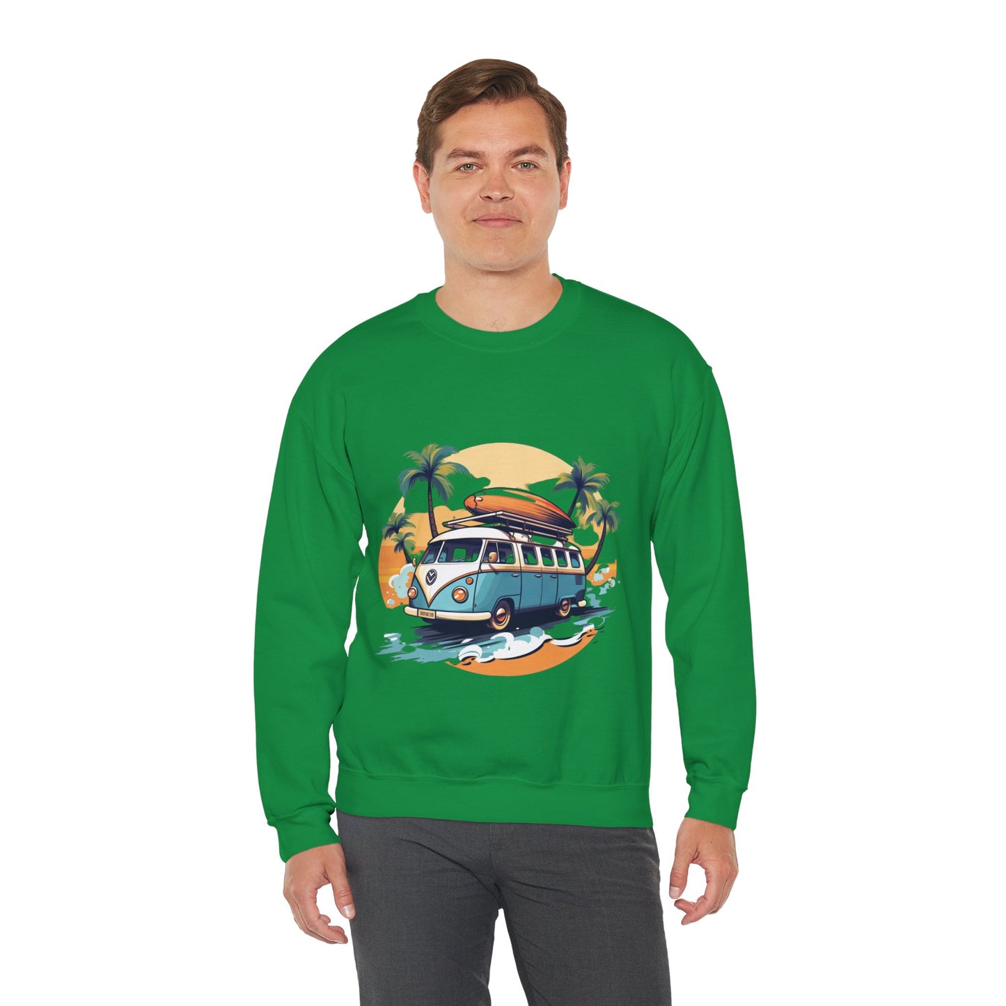 Retro Surf Van - Unisex Heavy Blend™ Crewneck Sweatshirt