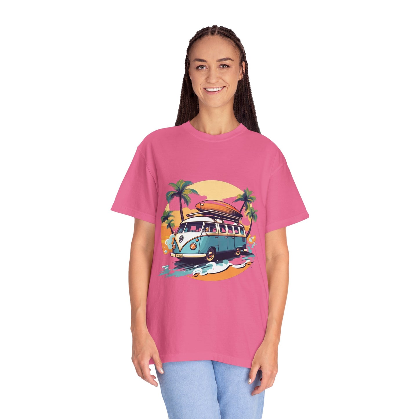 Retro Surf Van: Unisex Garment-Dyed T-shirt