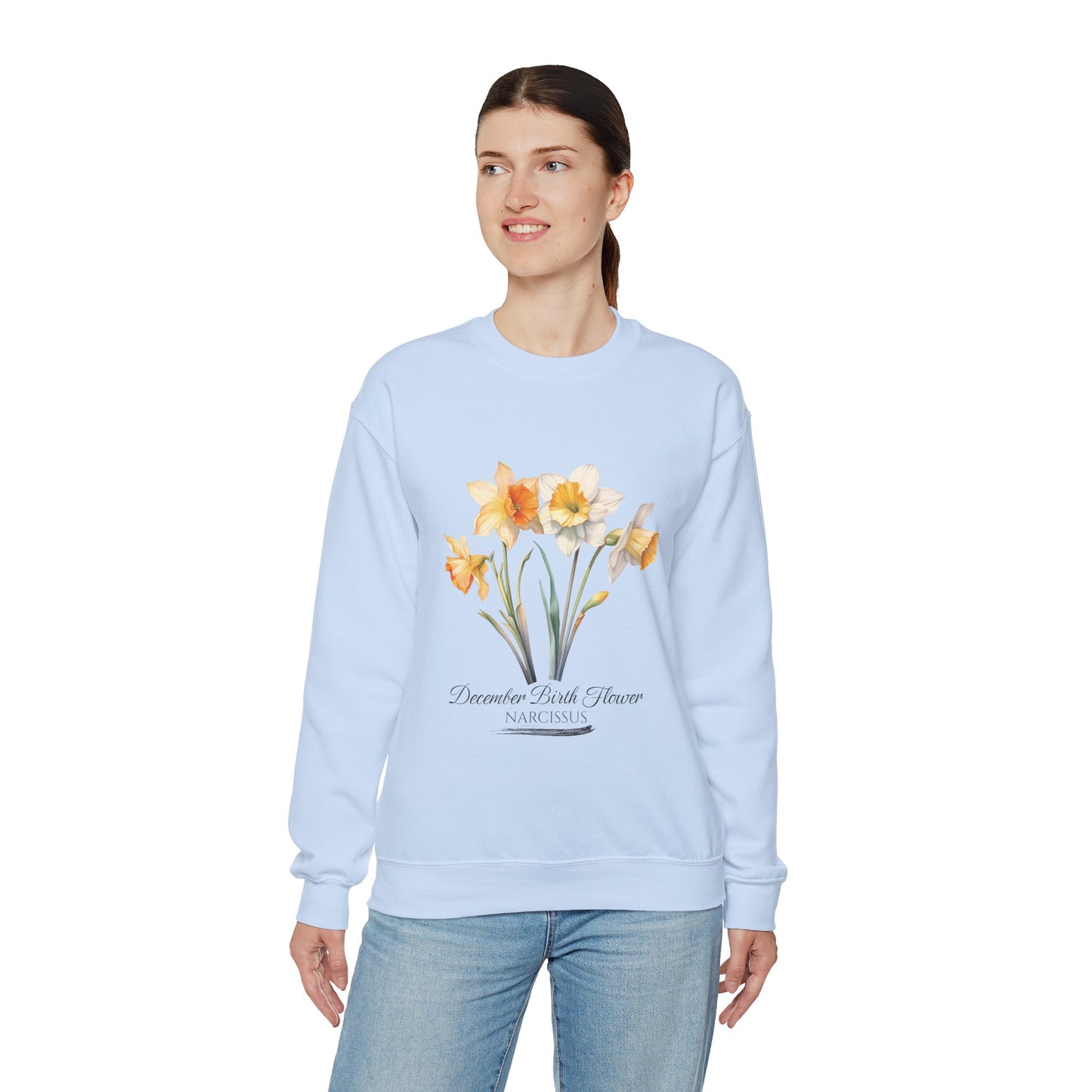 December Birth Flower (Narcisus) - Unisex Heavy Blend™ Crewneck Sweatshirt