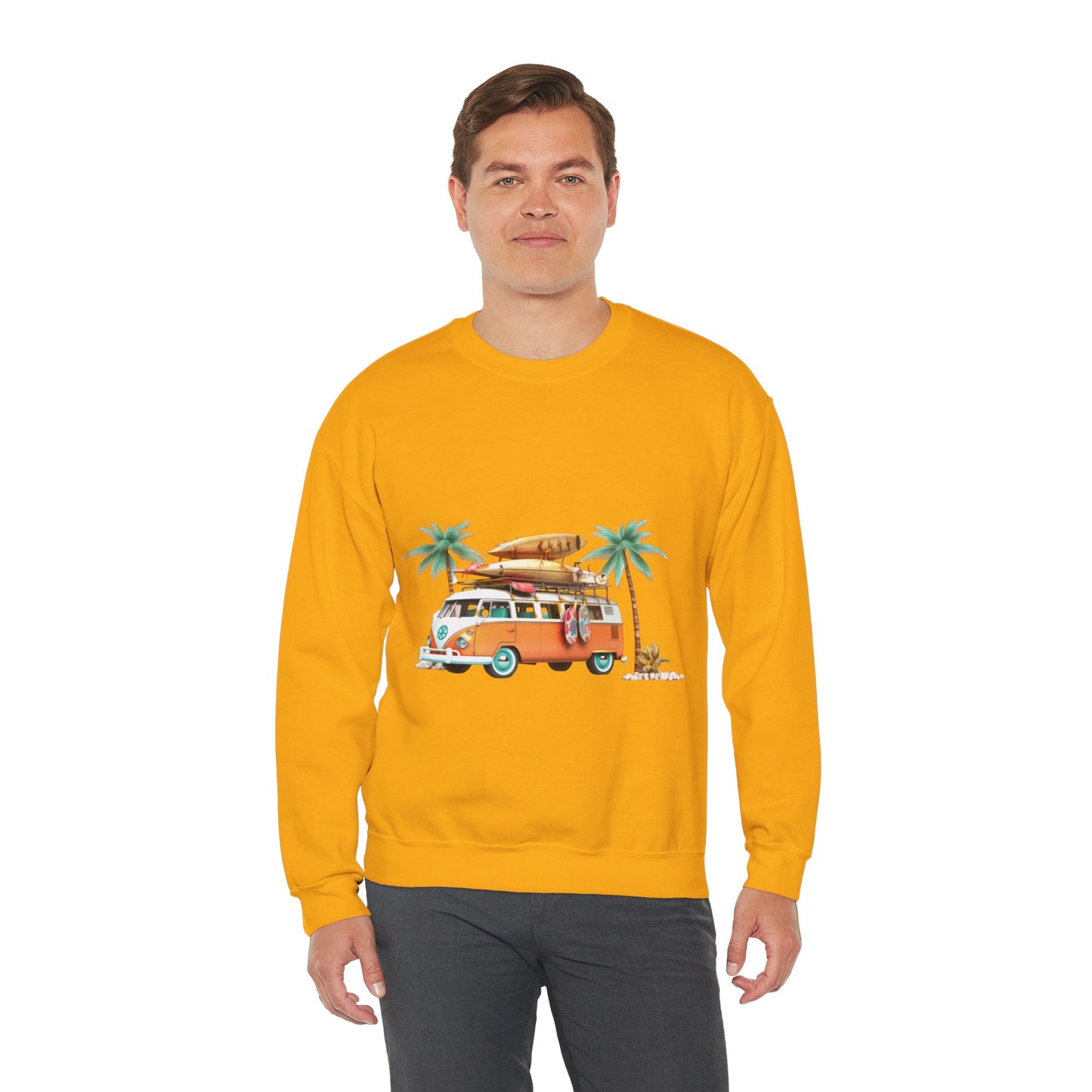 Retro Surf Van - Unisex Heavy Blend™ Crewneck Sweatshirt