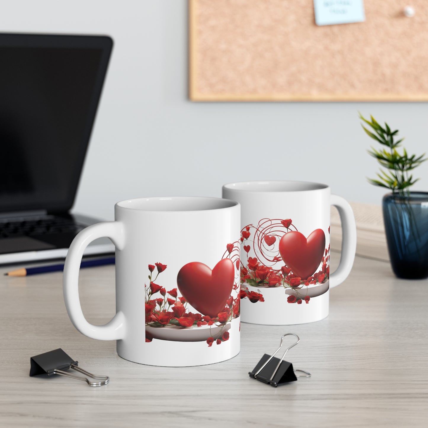 Valentine's Rose Heart: Ceramic Mug 11oz