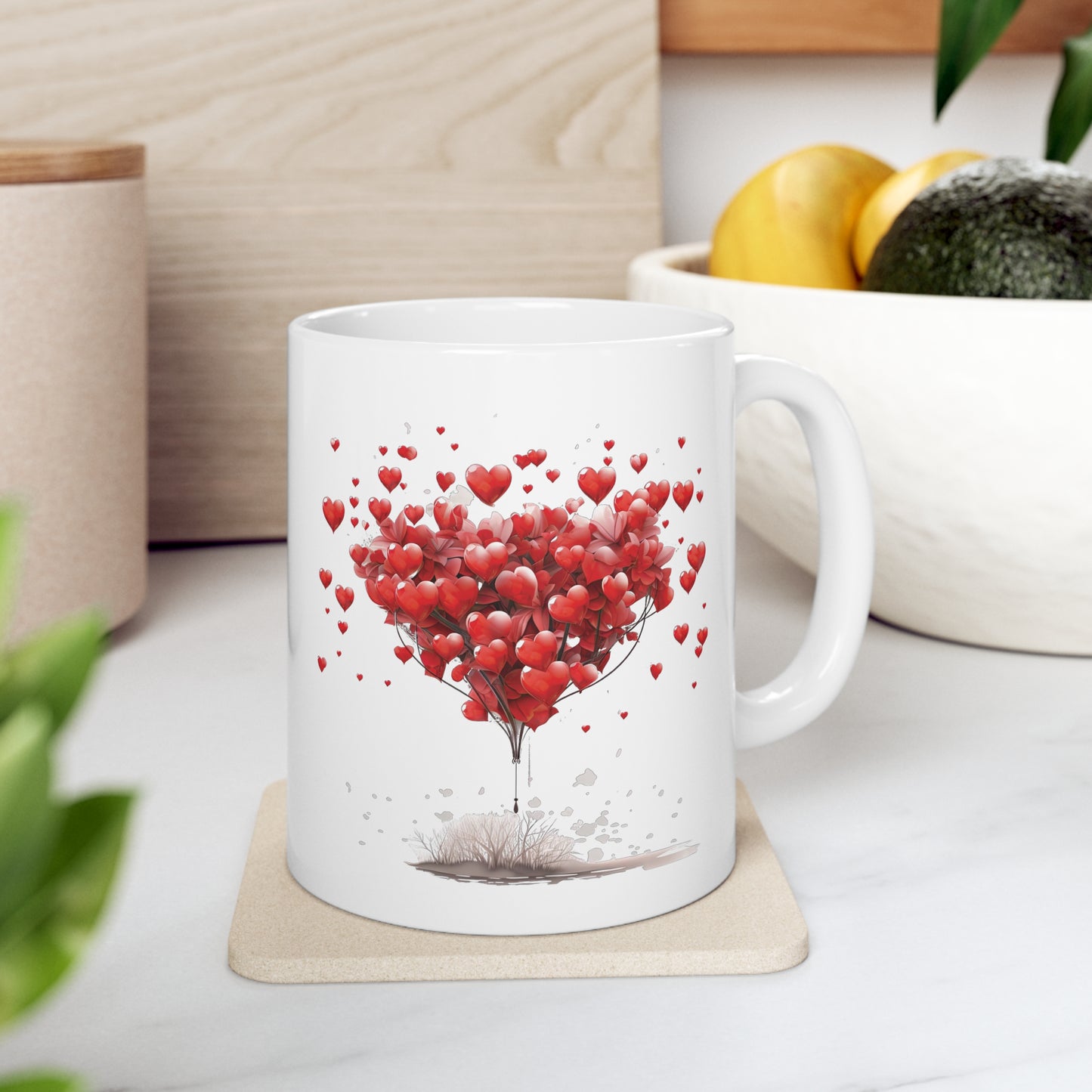 Valentine's Balloon of Hearts: Ceramic Mug 11oz