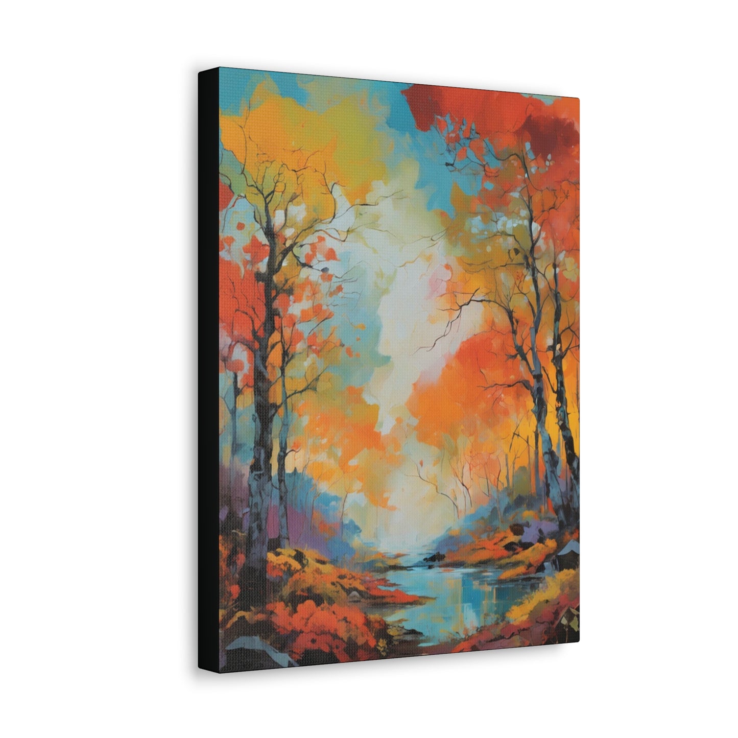 Fall Season Creek: Canvas Gallery Wraps