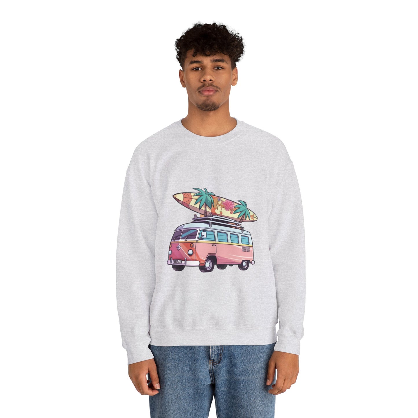 Retro Surf Van - Unisex Heavy Blend™ Crewneck Sweatshirt