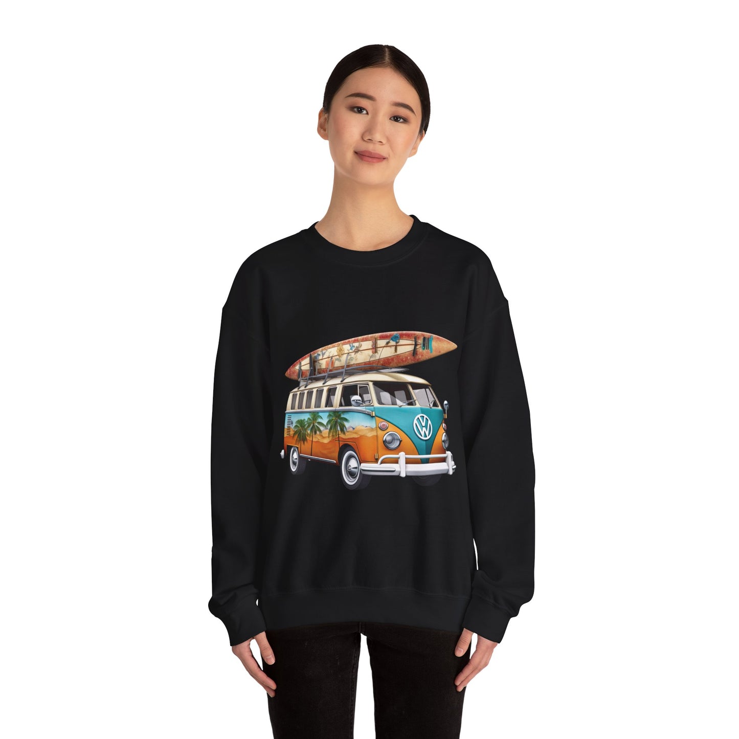 Retro Surf Van - Unisex Heavy Blend™ Crewneck Sweatshirt